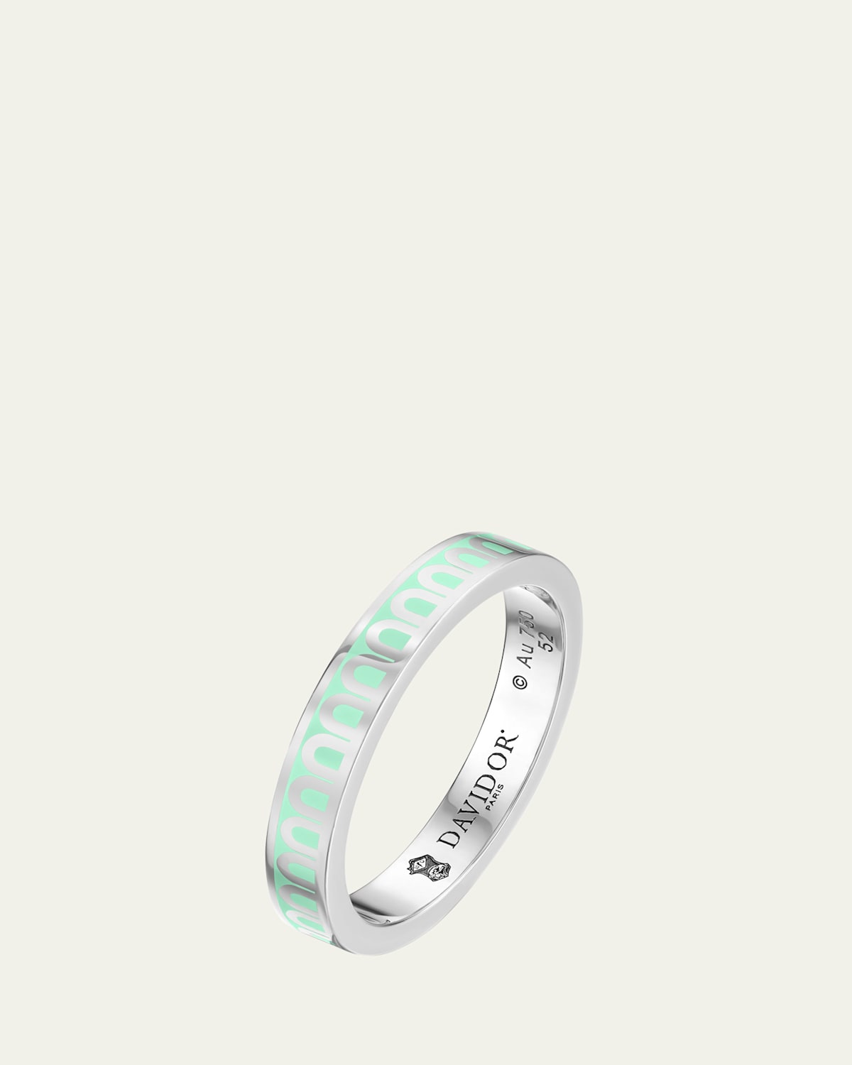 L'Arc de DAVIDOR Ring PM in 18K White Gold with Palm Beach Lacquered Ceramic