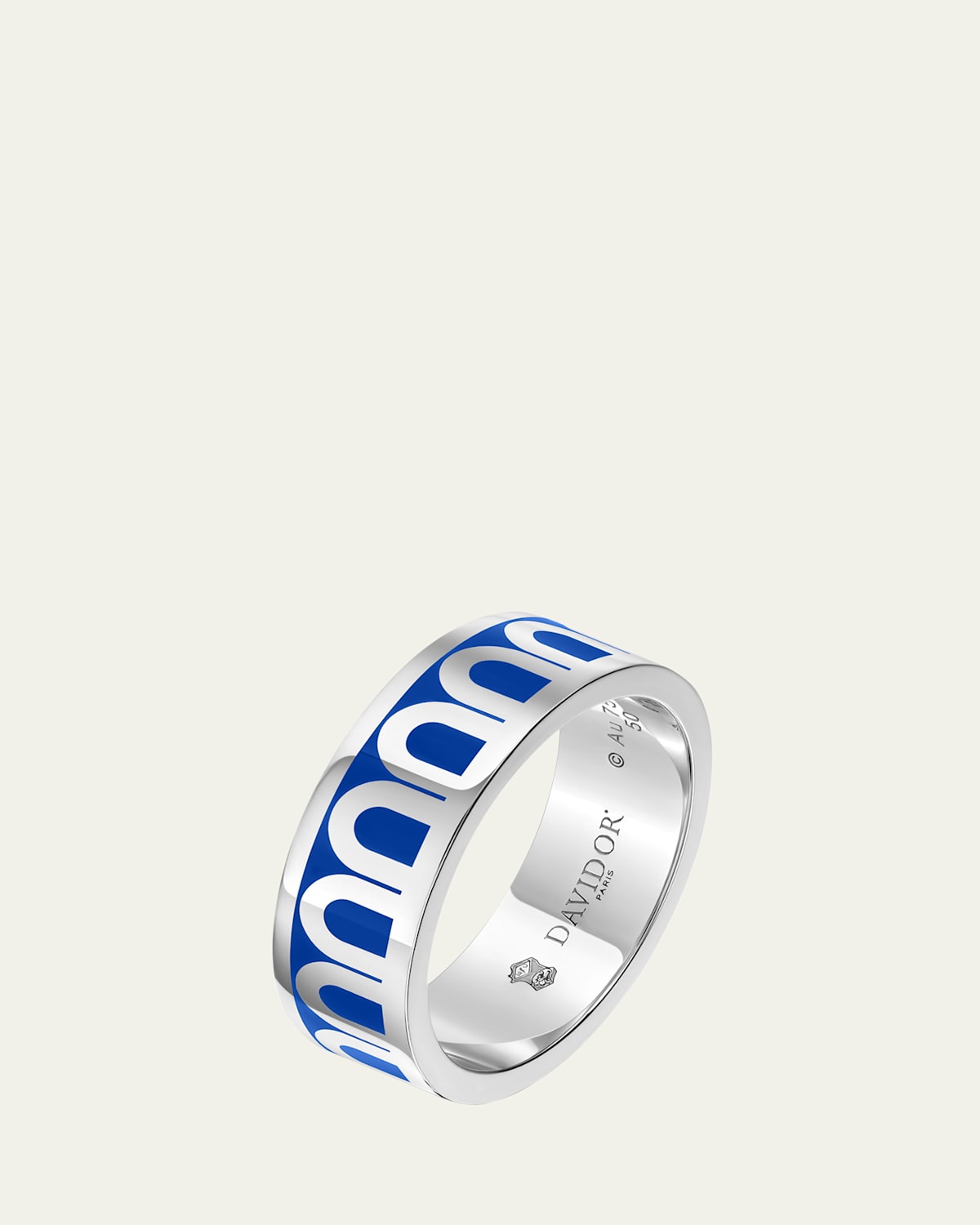 L'Arc de DAVIDOR Ring MM in 18K White Gold with Riviera Lacquered Ceramic