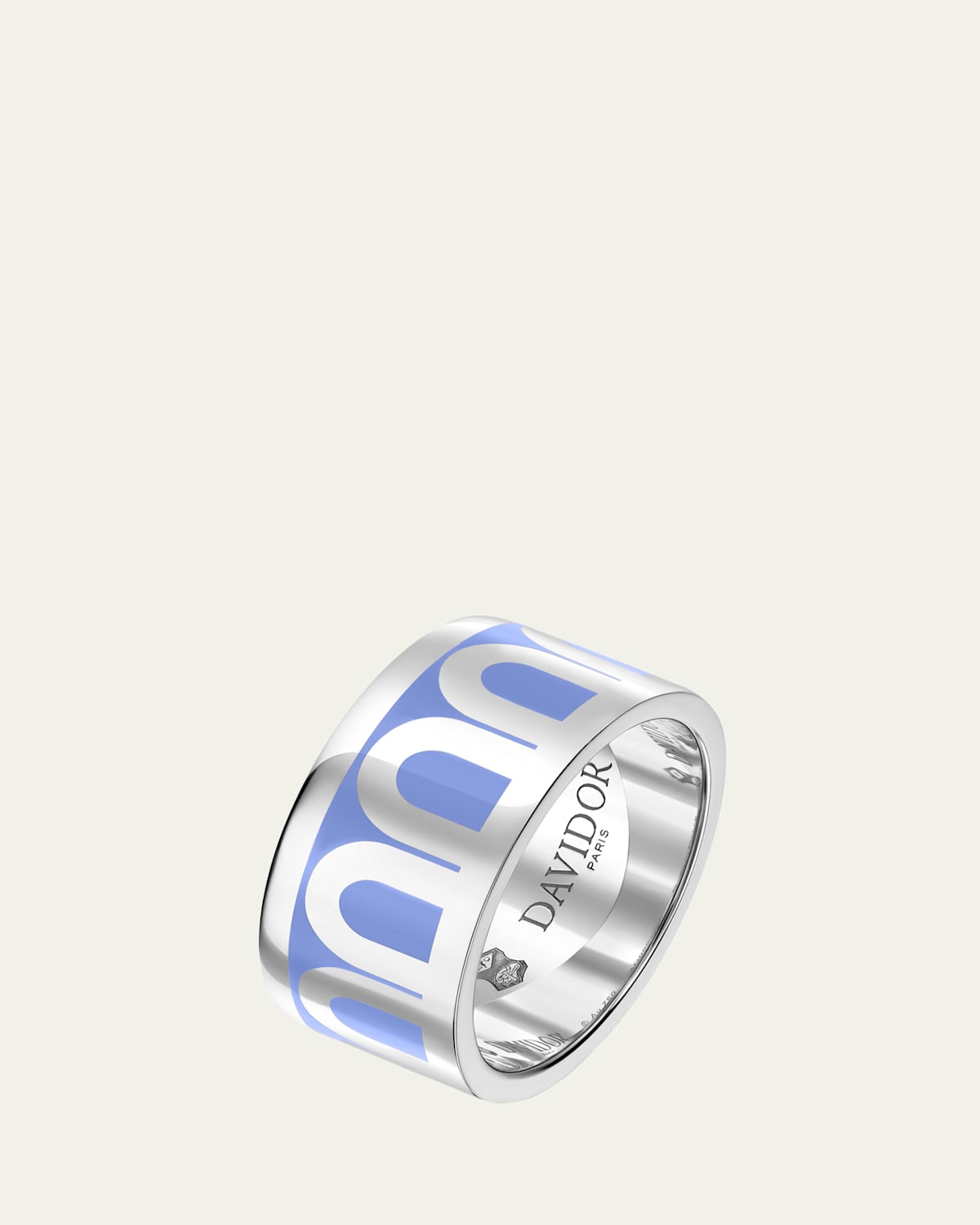 L'Arc de DAVIDOR Ring GM in 18K White Gold with Hortensia Lacquered Ceramic