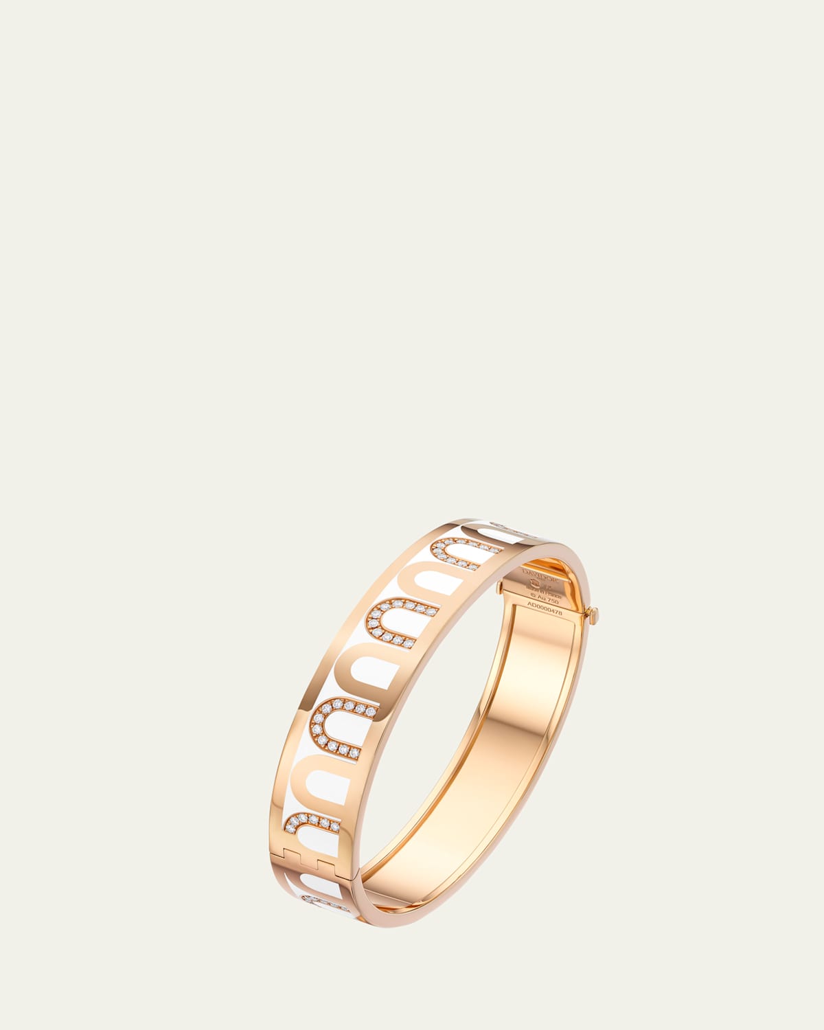 L'Arc de DAVIDOR Bangle GM in 18K Rose Gold with Neige Lacquered Ceramic and Colonnato Diamonds