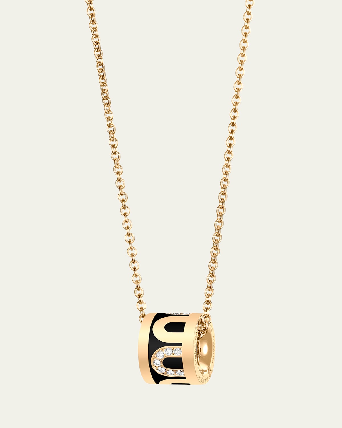 L'Arc de DAVIDOR Bead Necklace in 18K Yellow Gold with Caviar Lacquered Ceramic and Colonnato Diamonds