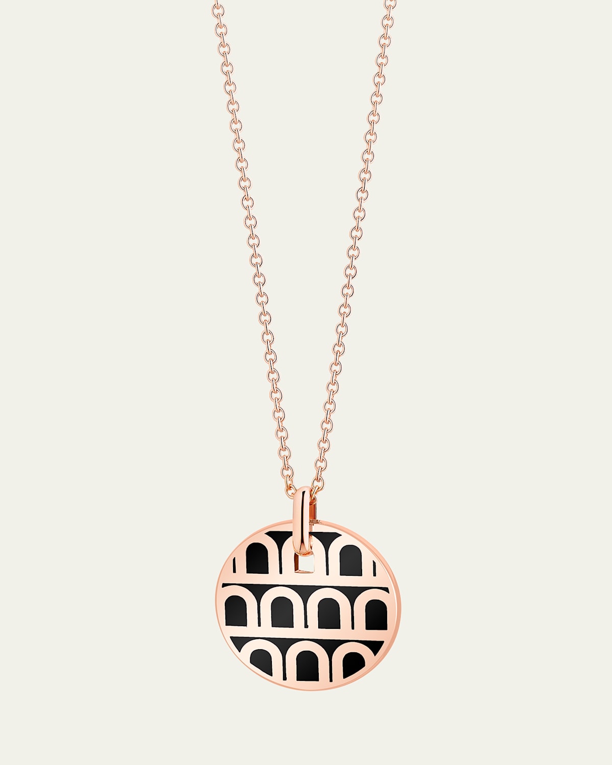 L'Arc de DAVIDOR Pendant Necklace PM in 18K Rose Gold with Caviar Lacquered Ceramic