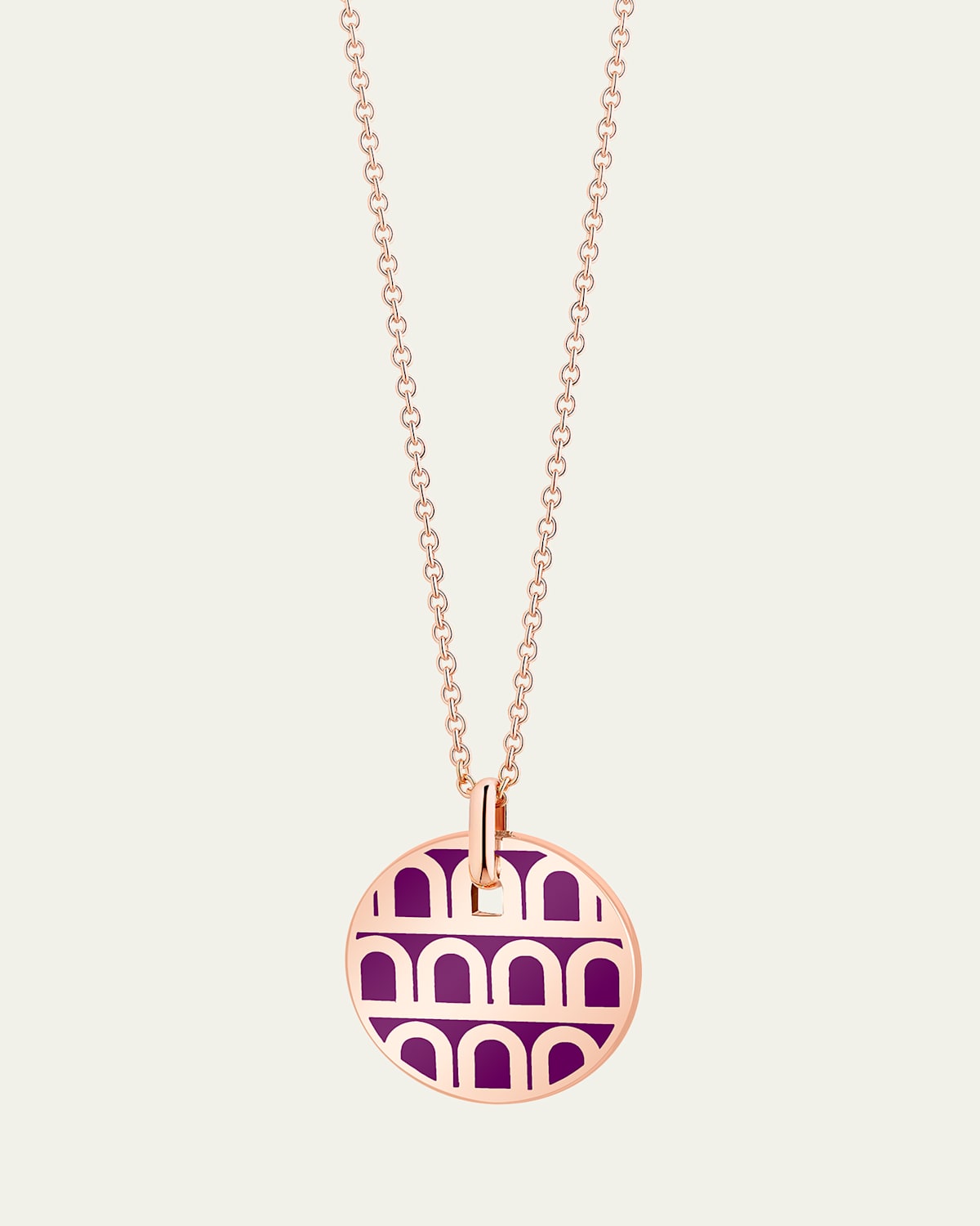 L'Arc de DAVIDOR Pendant Necklace PM in 18K Rose Gold with Aubergoldine Lacquered Ceramic