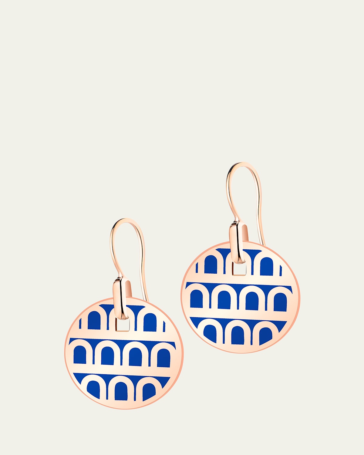 L'Arc de DAVIDOR Pendant Earrings PM in 18K Rose Gold with Riviera Lacquered Ceramic