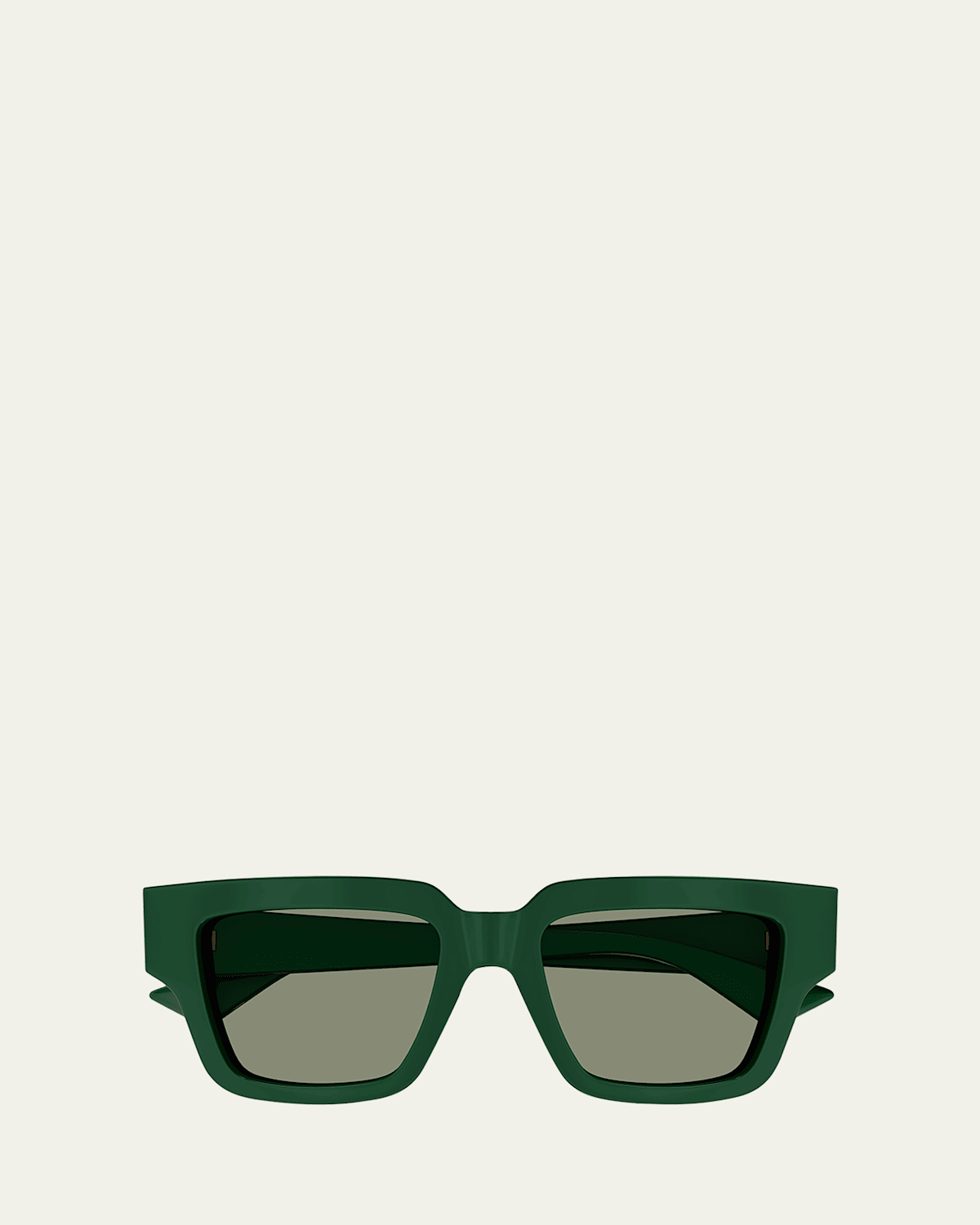 Bottega Veneta Engraved Logo Acetate Square Sunglasses In Shiny Solid Dark Green