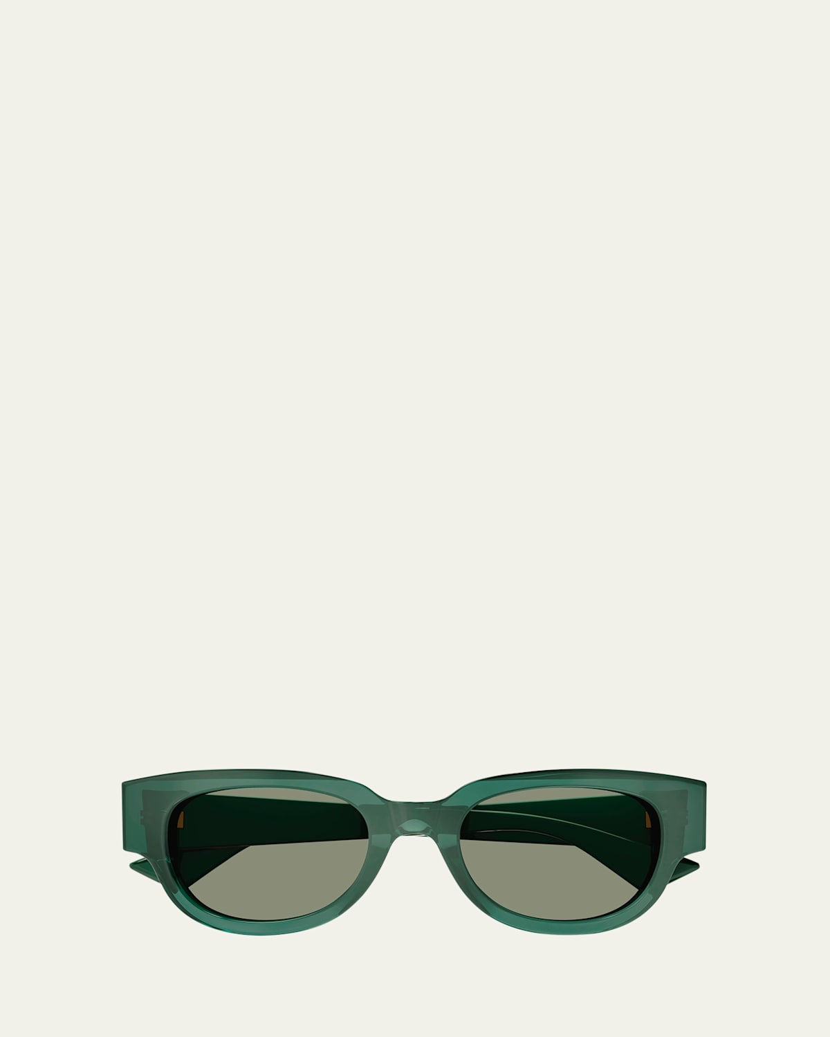 Bottega Veneta Engraved Logo Acetate Cat-eye Sunglasses In Shiny Transparent Bottle Green
