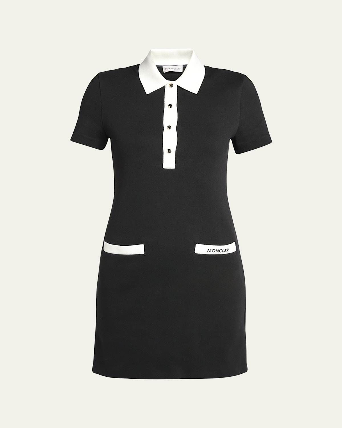 Moncler Two-tone Mini Shirtdress In Navy