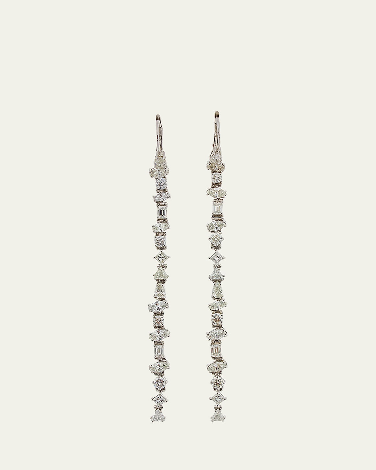 18K White Gold Long Drop Earrings with Diamonds