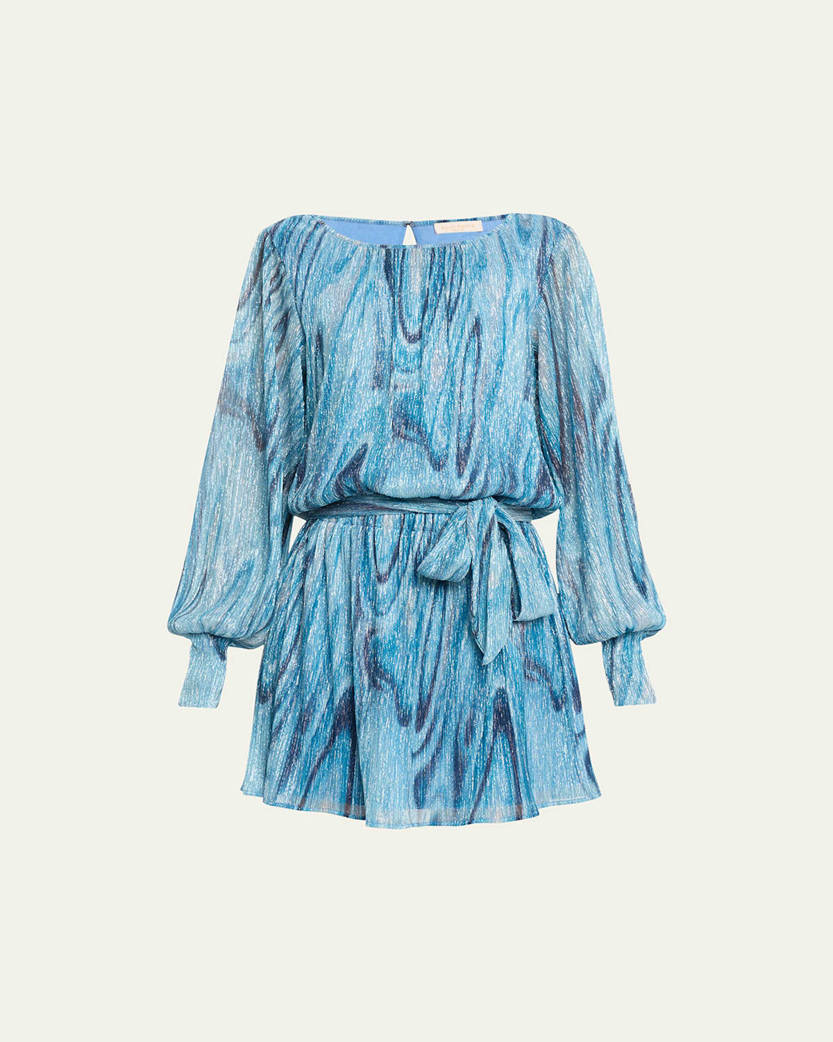 Shop Ramy Brook Emberly Metallic Knit Mini Dress In Calypso Blue Lurex Swirl Knit