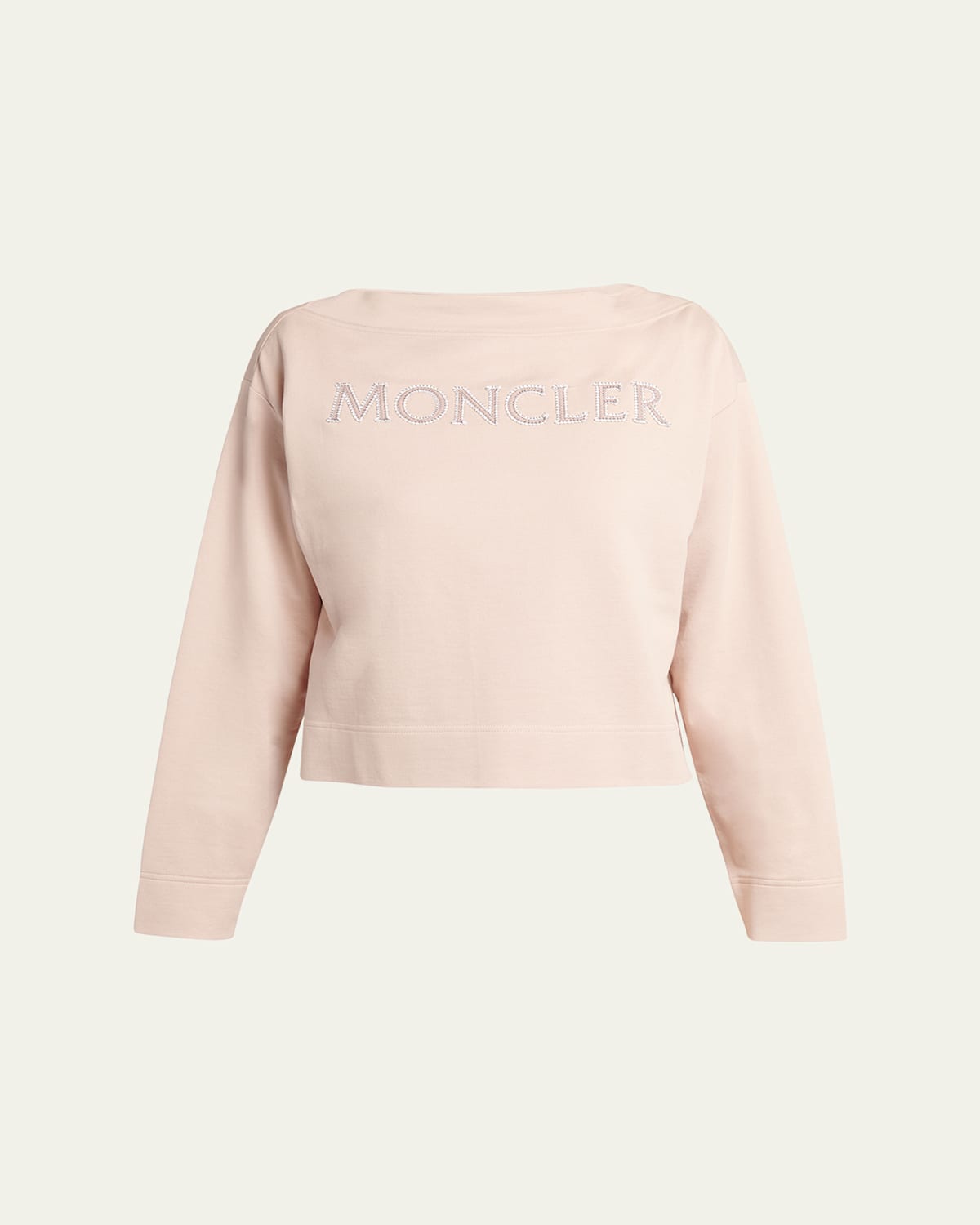 Moncler Embroidered Logo Sweatshirt In Light Pink