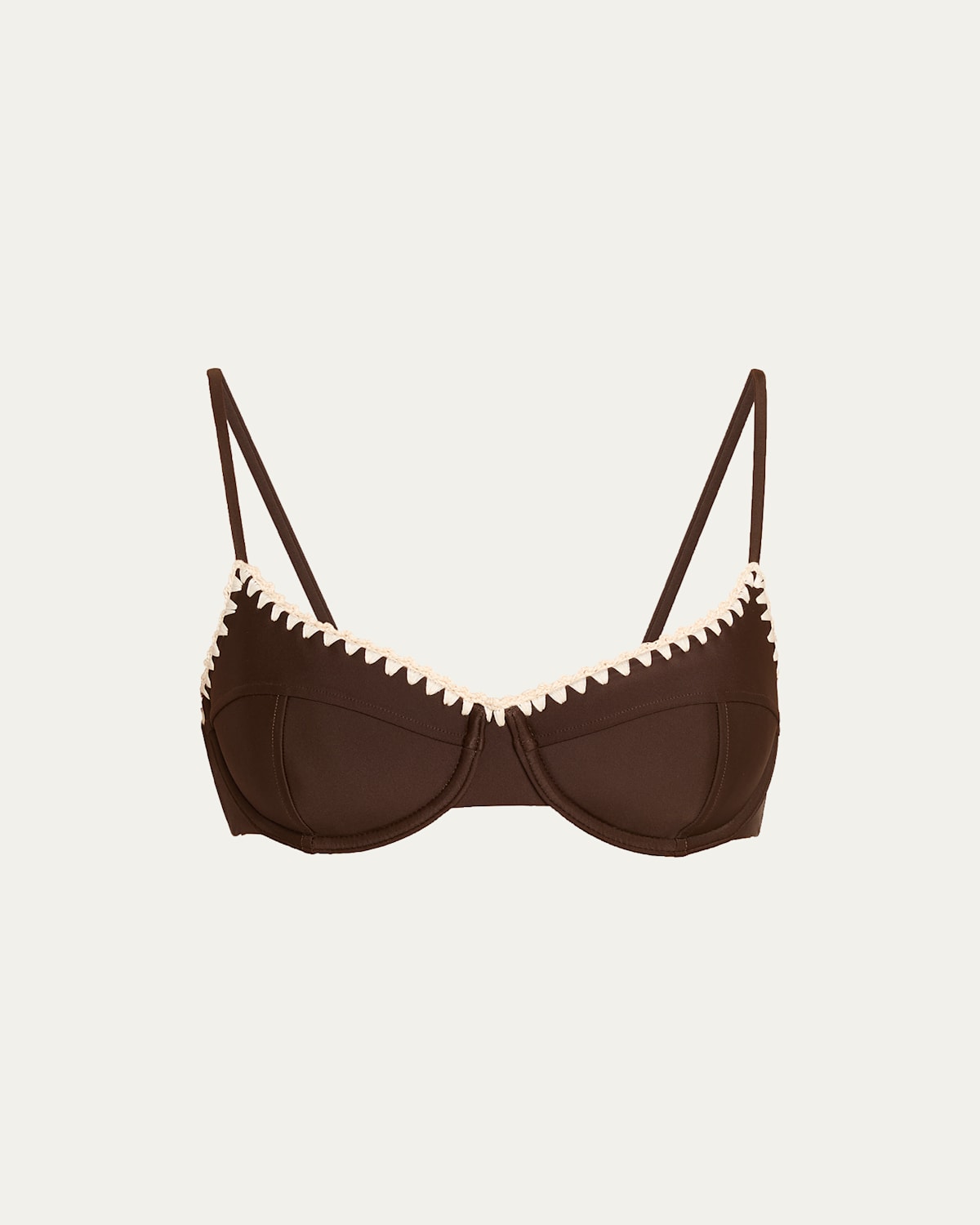 Ramy Brook Emmeline Crochet-trim Bikini Top In Brown