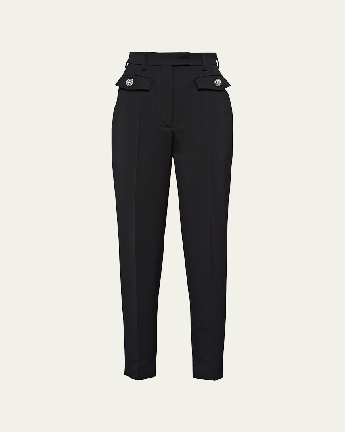 Prada Wool Sateen Pants In Nero