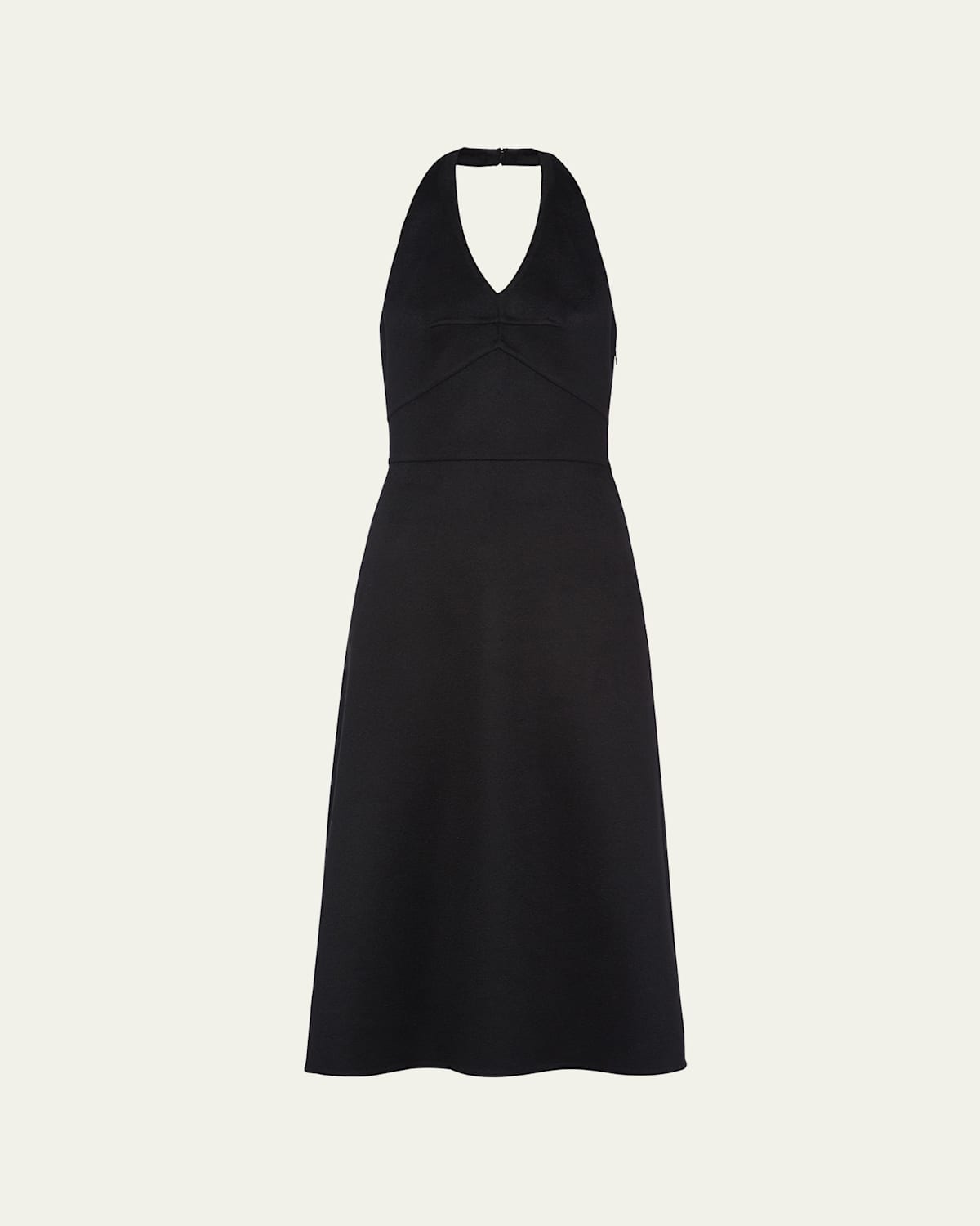 Prada Hanging Neck Sleeveless Cashmere Dress In Nero