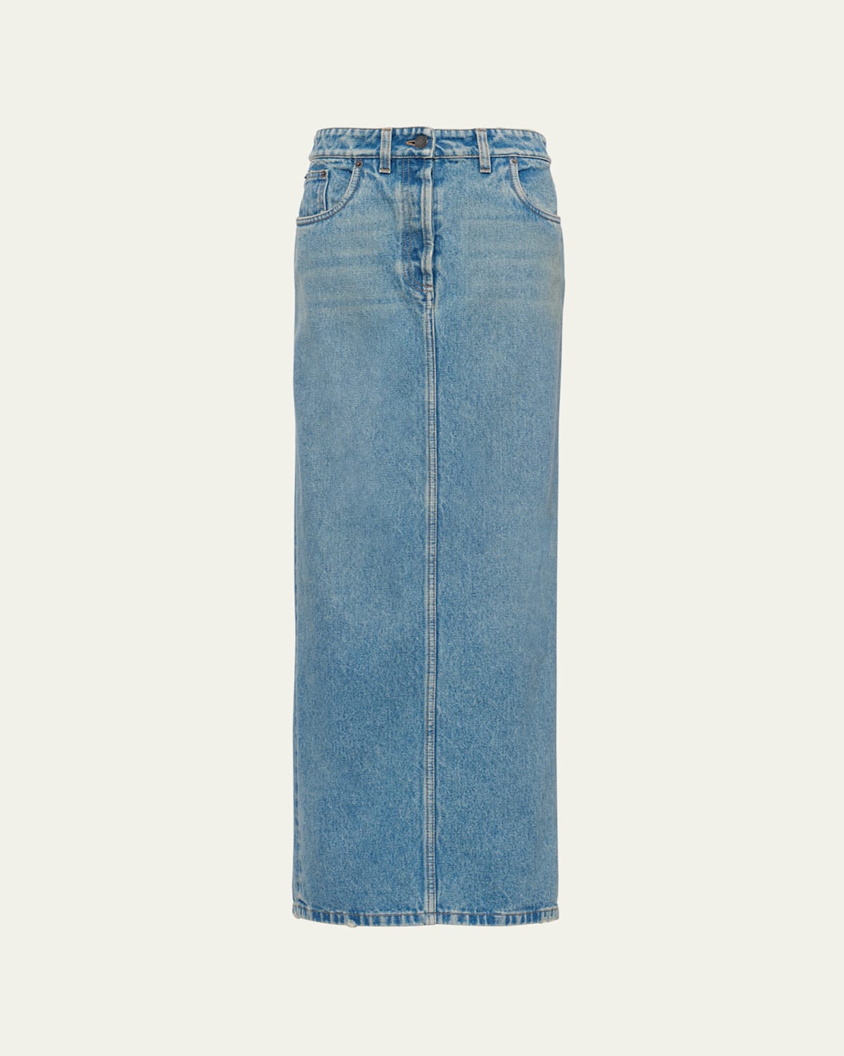 Long Denim Washed Skirt
