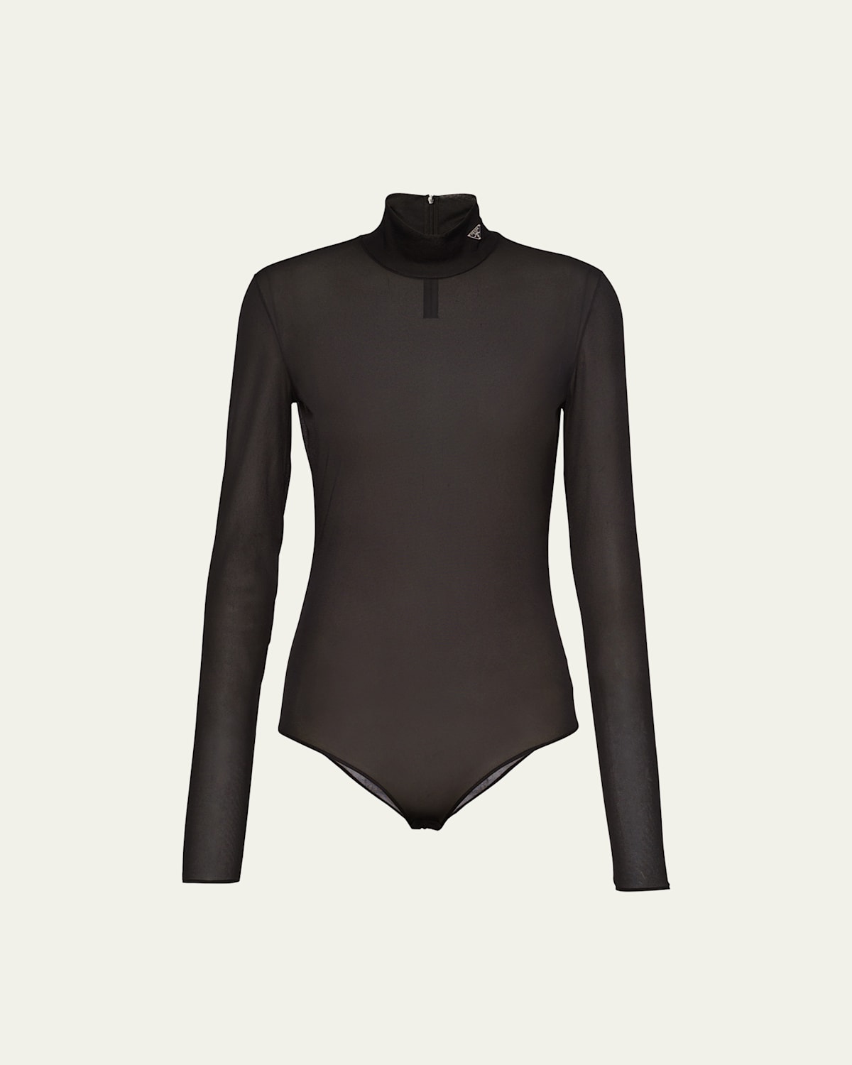 Prada Mock-neck Jersey Bodysuit In Nero