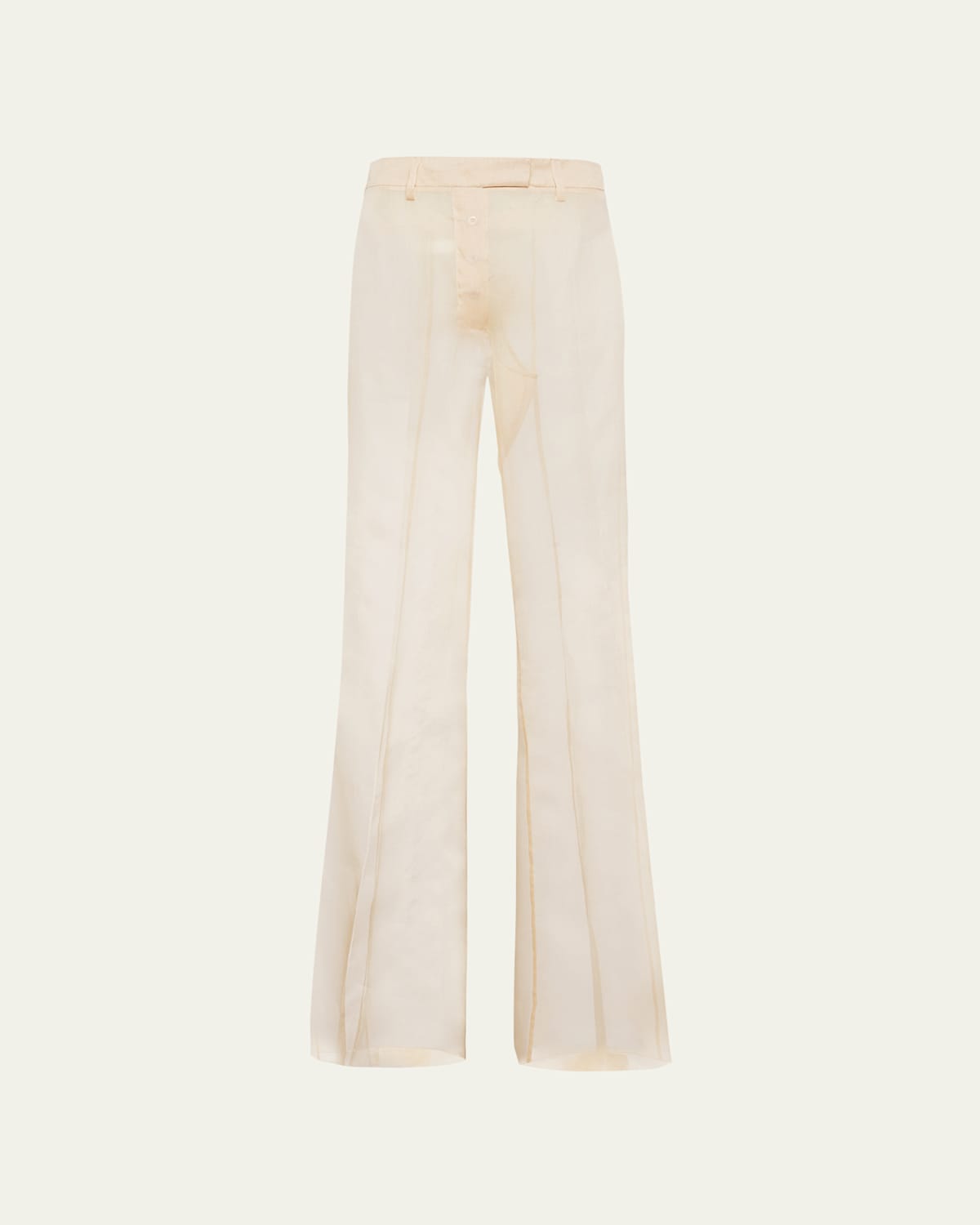 Shop Prada Flared Organza Pants In Deserto