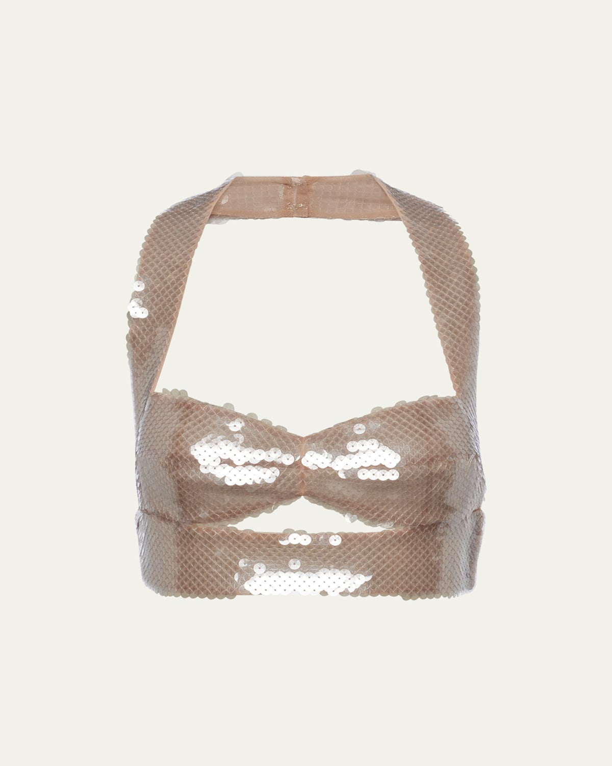Prada Sequined Tulle Cropped Top In Perla