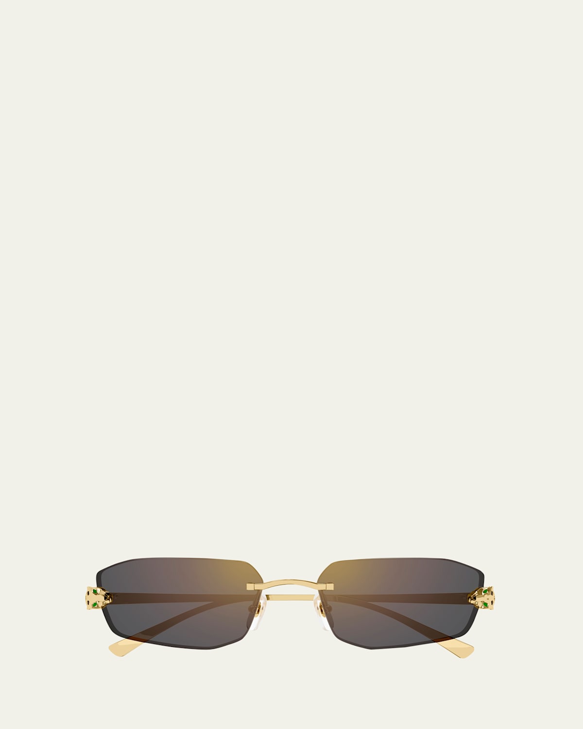 Cartier Rimless Metal Cat-eye Sunglasses In Smooth Golden Finish