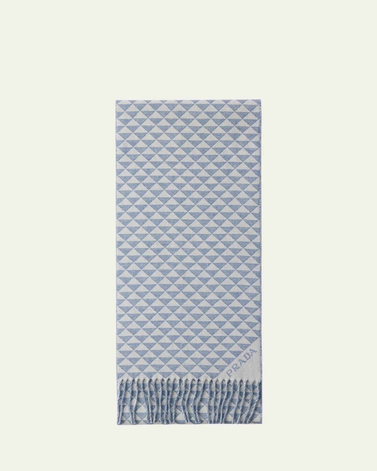 Prada Womens Blue Symbole Wool And Cashmere Scarf In F0f2a Avio Bianco