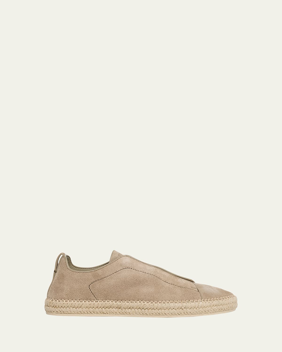 Zegna Suede Triple Stitch Espadrilles In Gray