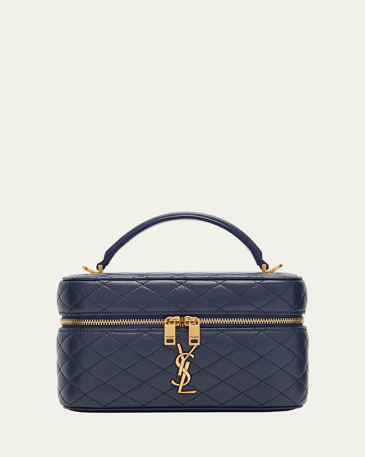 Saint Laurent Gaby Vanity Quilted Leather Bag In Blue