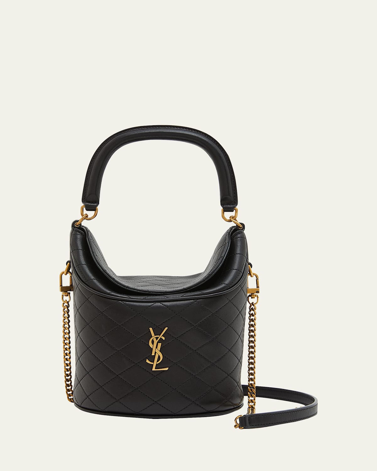 Saint Laurent Mini Gaby Leather Top Handle Bag In Black
