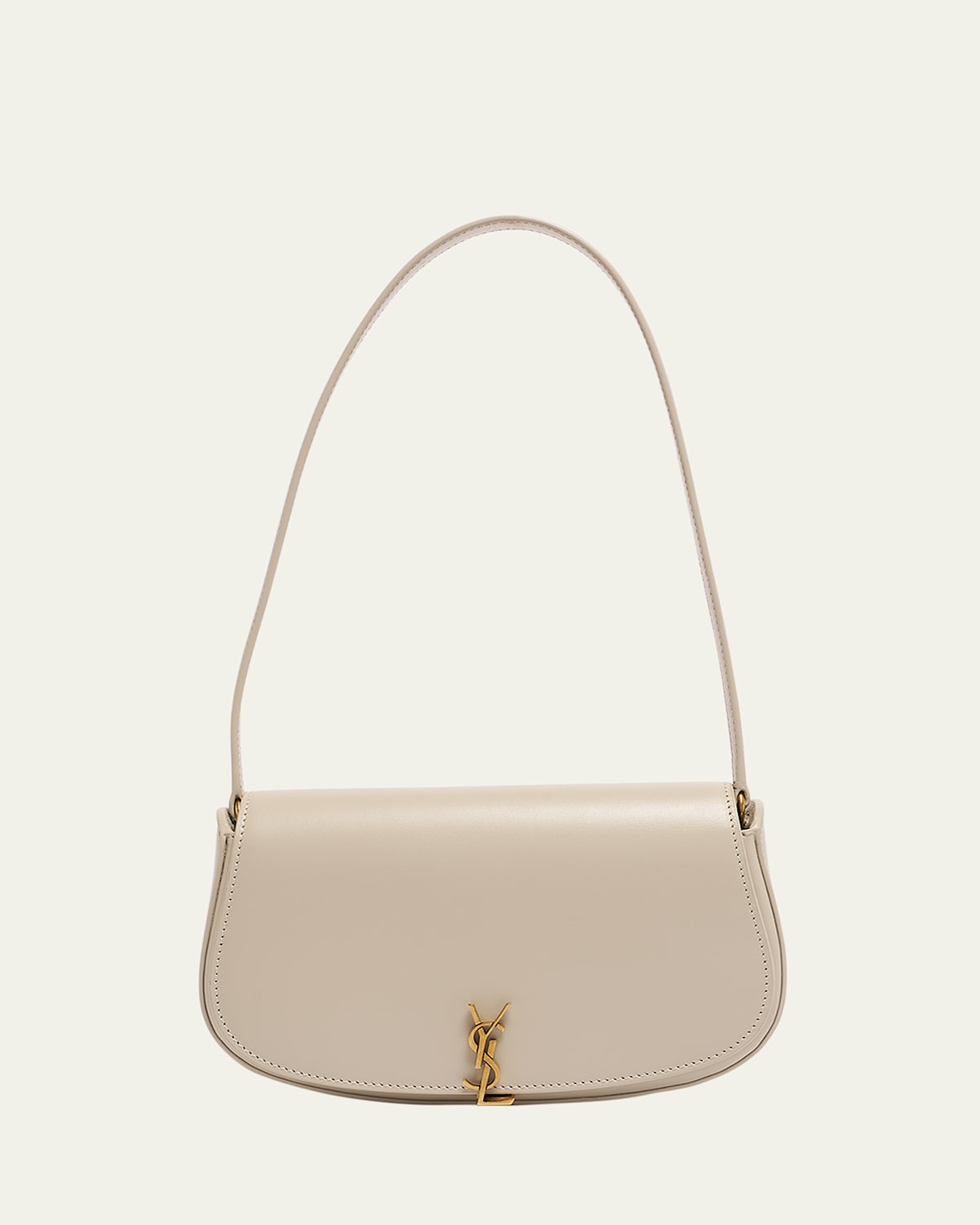 Saint Laurent Mini Ysl Flap Leather Shoulder Bag In Crema Soft