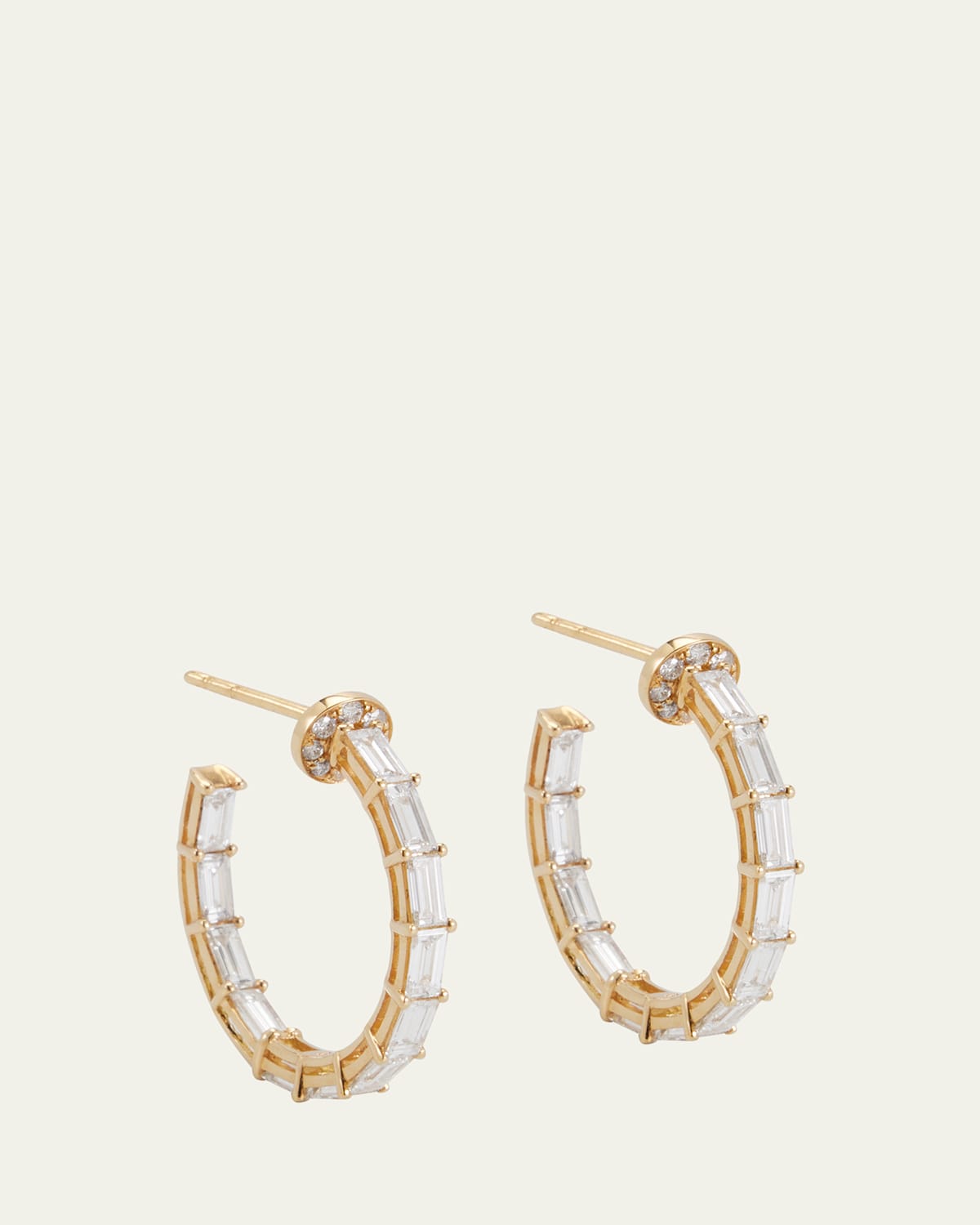 18k Yellow Gold Diamond Hoop Earrings