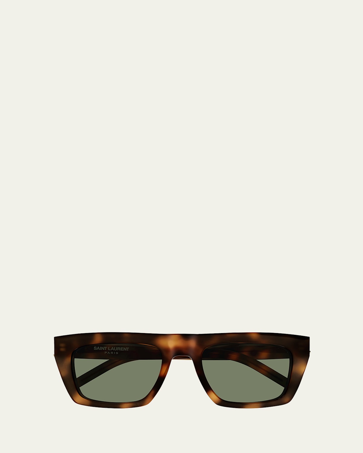 Saint Laurent Ysl Acetate Flat-top Rectangle Sunglasses In Shiny Medium Havana