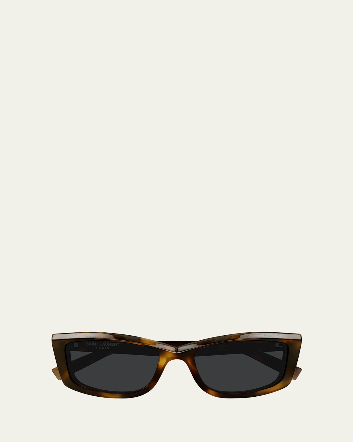 Saint Laurent Logo Acetate Cat-eye Sunglasses In Shiny Medium Havana