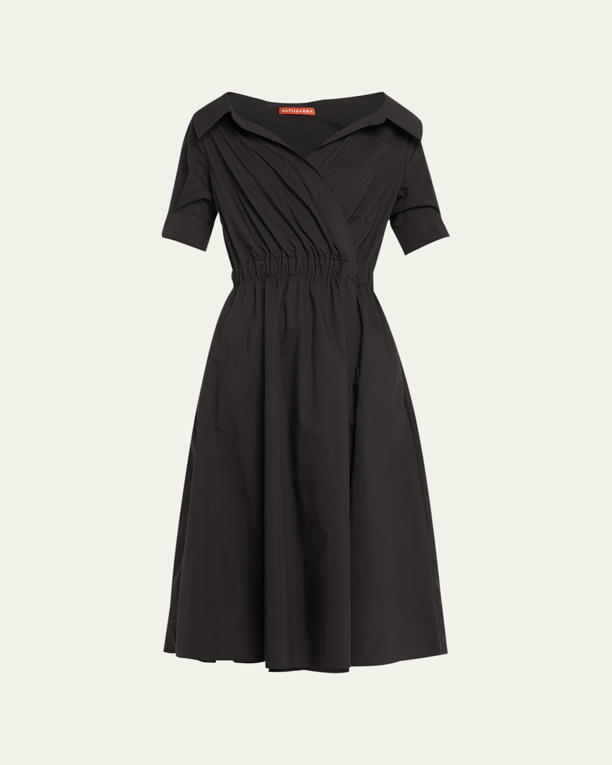Lydia Short-Sleeve Midi Wrap Shirtdress