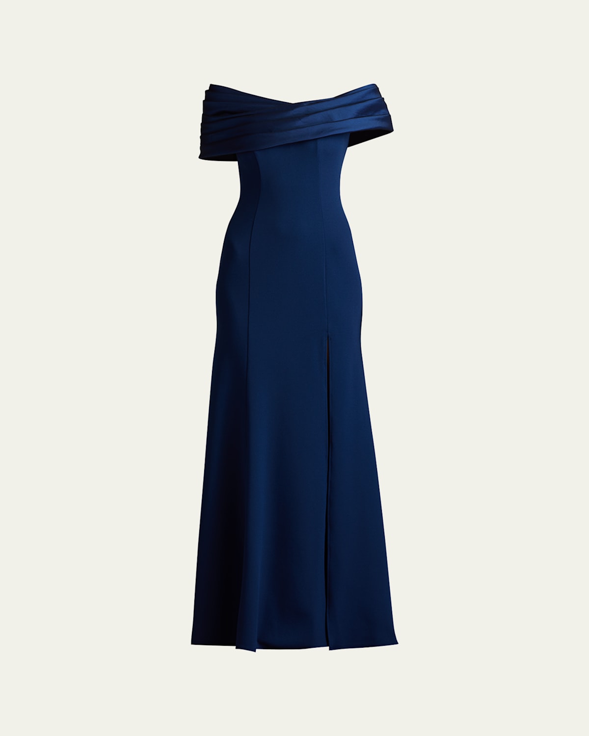 Tadashi Shoji Off-shoulder A-line Crepe & Taffeta Gown In Navy