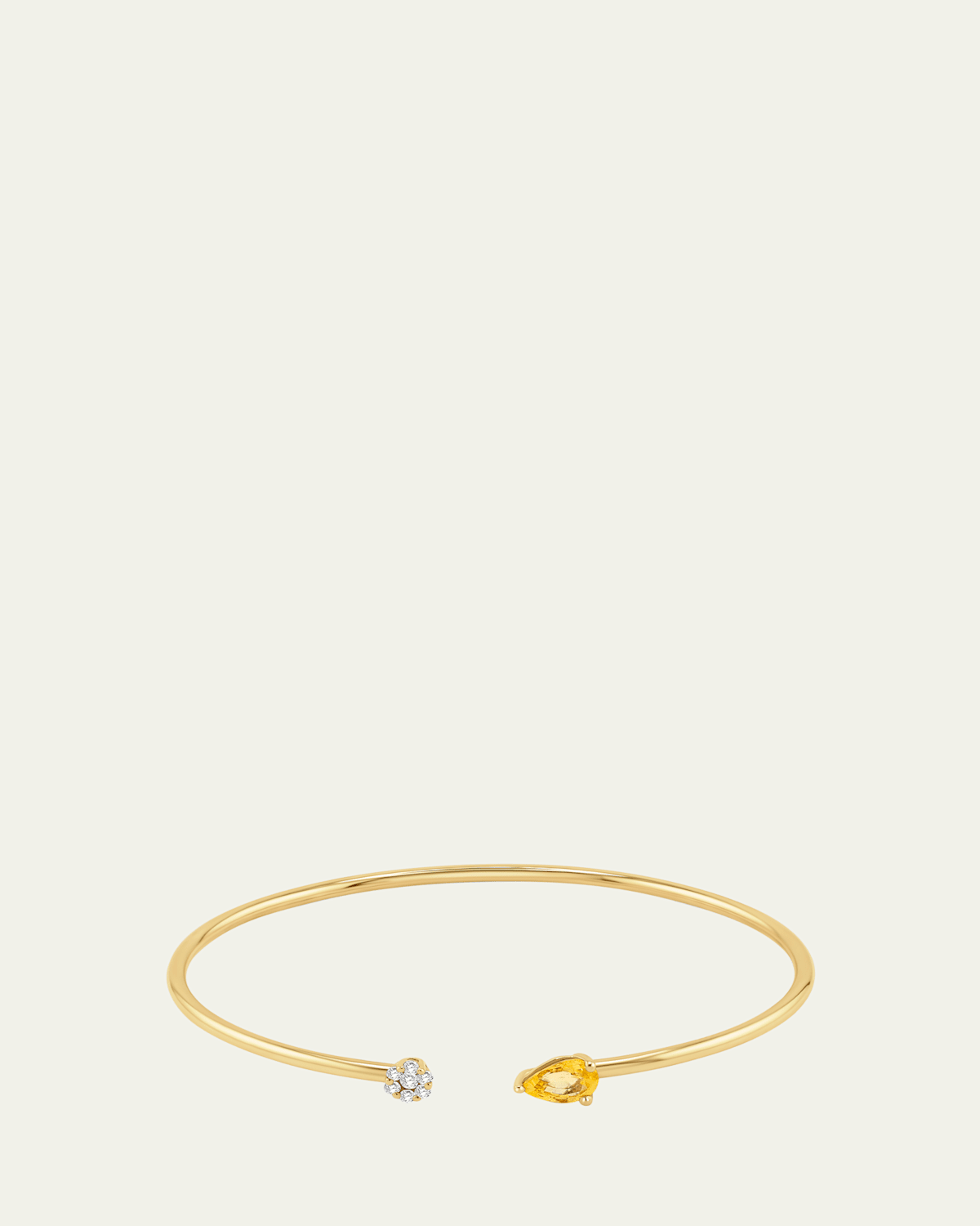 14K Yellow Gold Diamond and Yellow Sapphire Bendable Cuff Bracelet