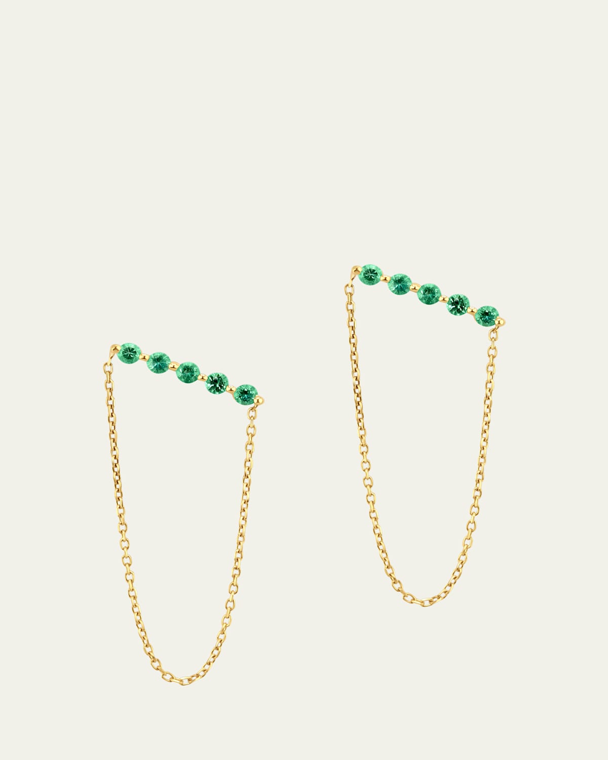 14K Gemstone Bar Chain Earrings