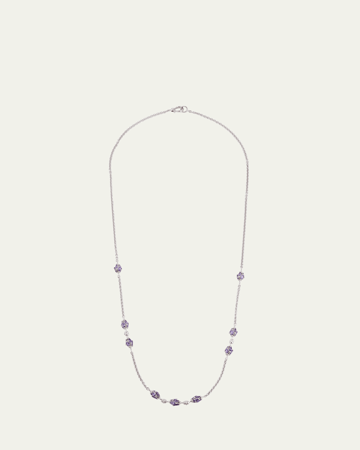 18k White Gold Purple Sapphire and Diamond Dahlia Necklace