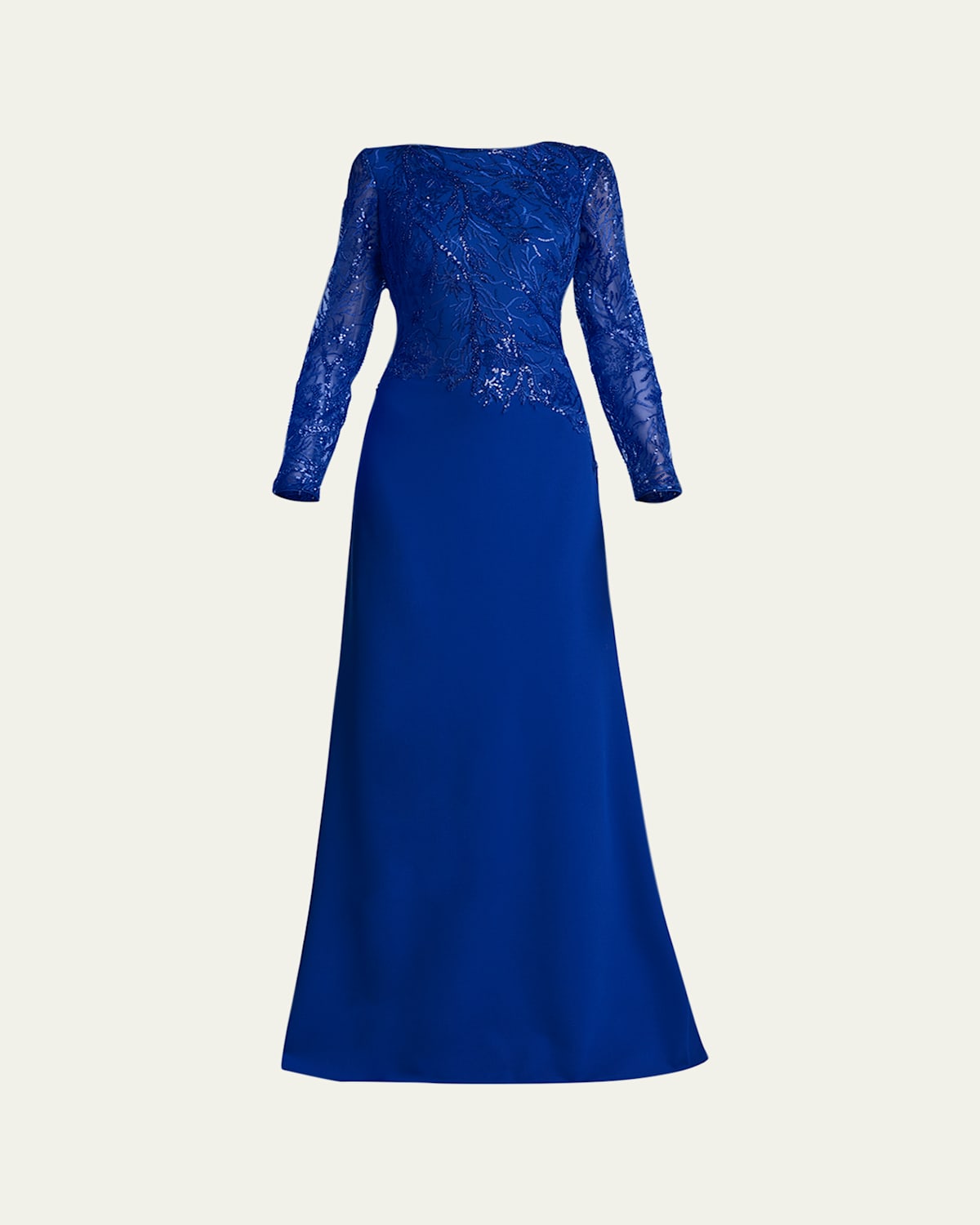 Tadashi Shoji A-line Sequin Lace & Crepe Gown In Mystic Blue