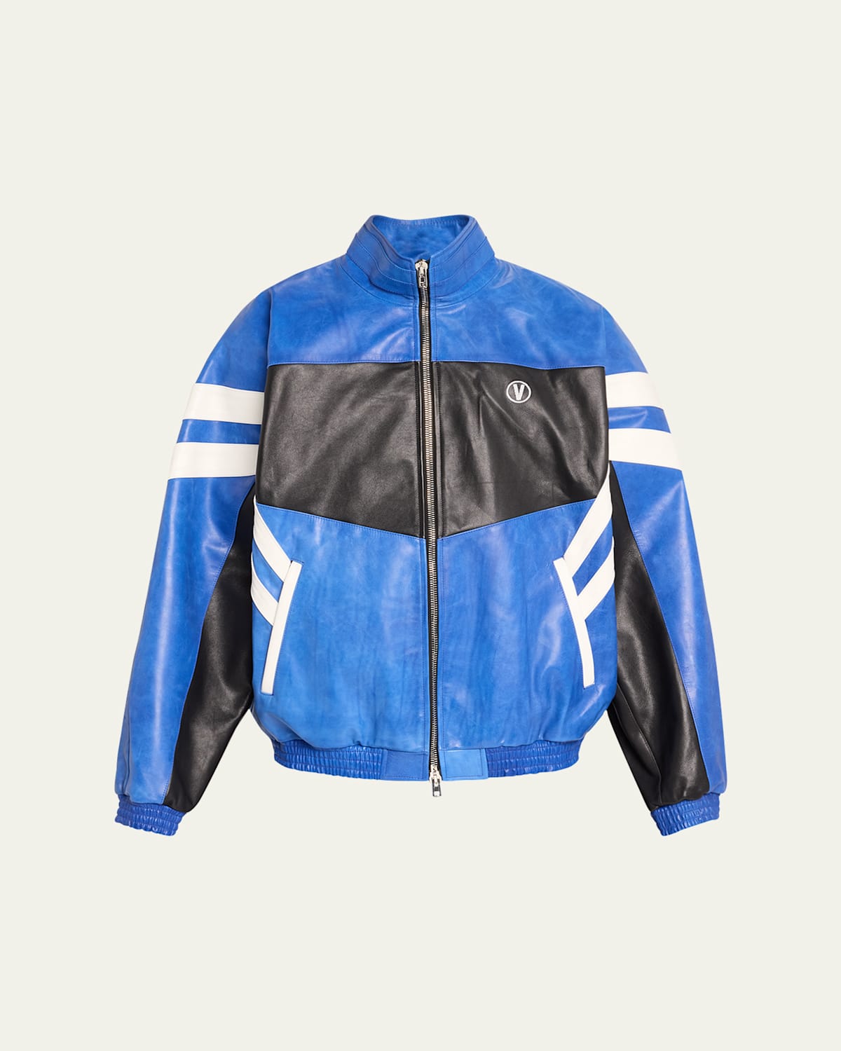 Vetements Men s Colorblock Leather Track Jacket Smart Closet