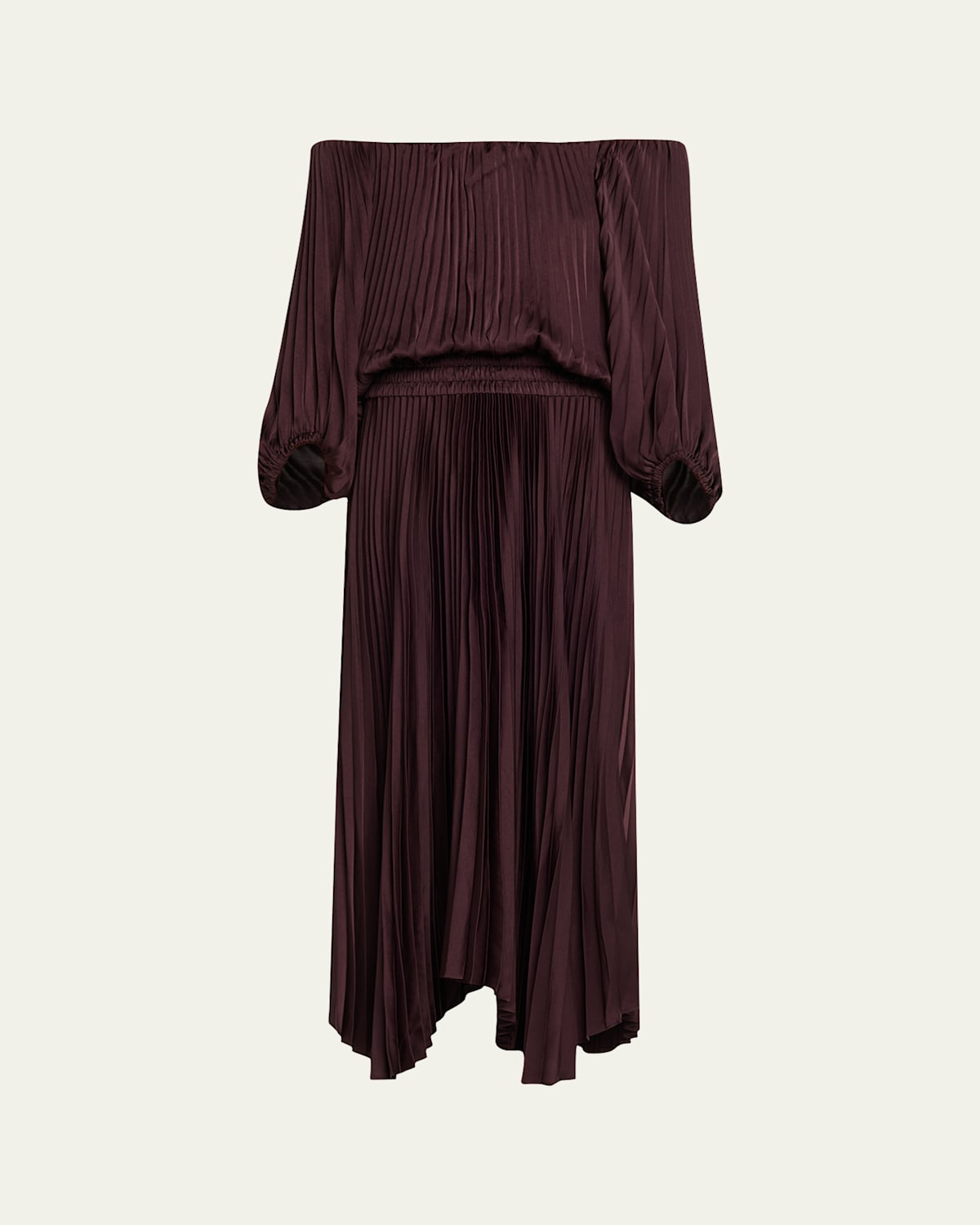 A.l.c Sienna Pleated Off-the-shoulder Midi Dress In Purple