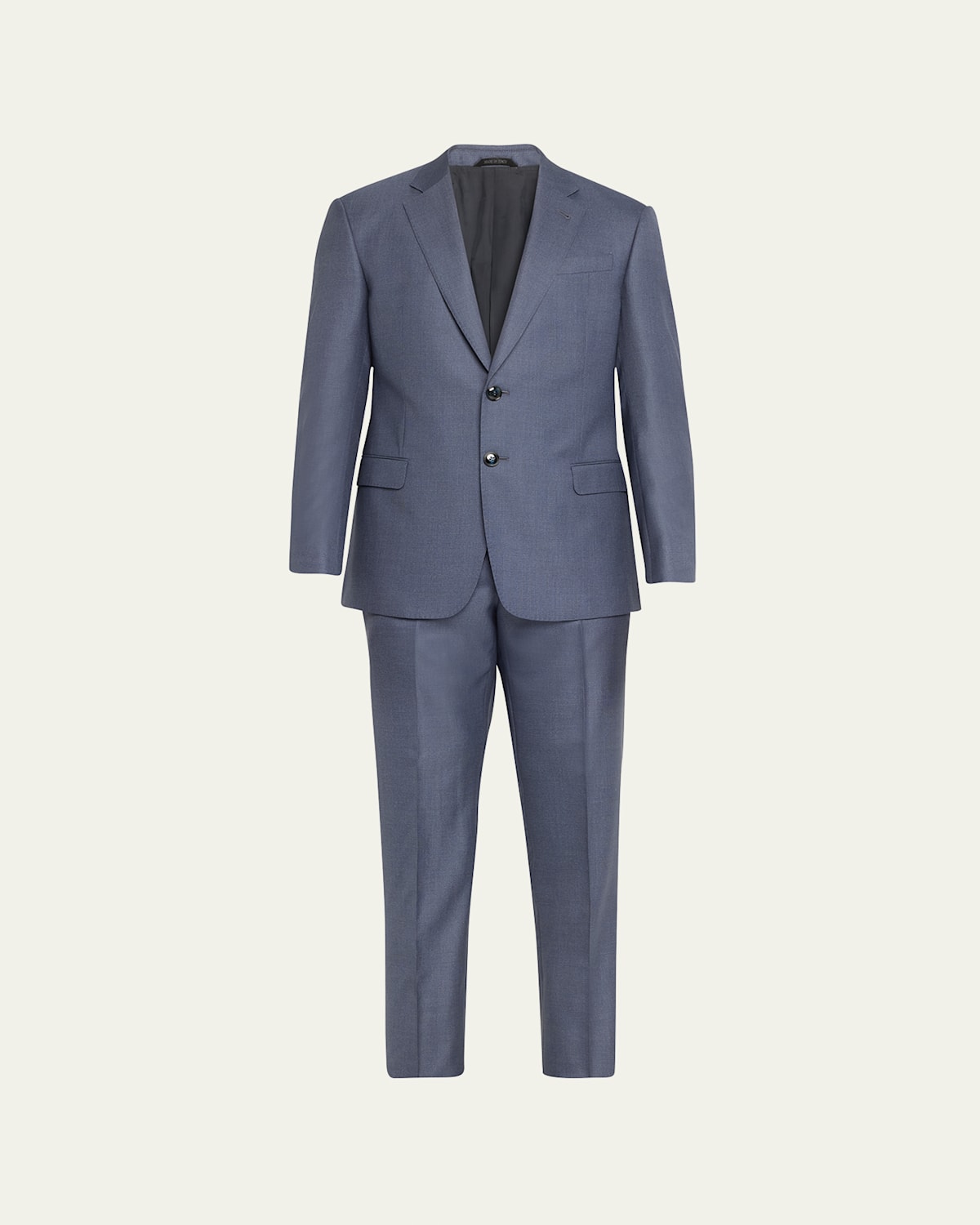 Men's Textured Wool-Silk Solid Classic Fit Suit