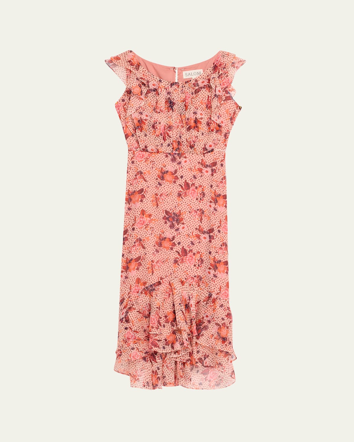 Aisha Floral Silk Chiffon Frill Dress