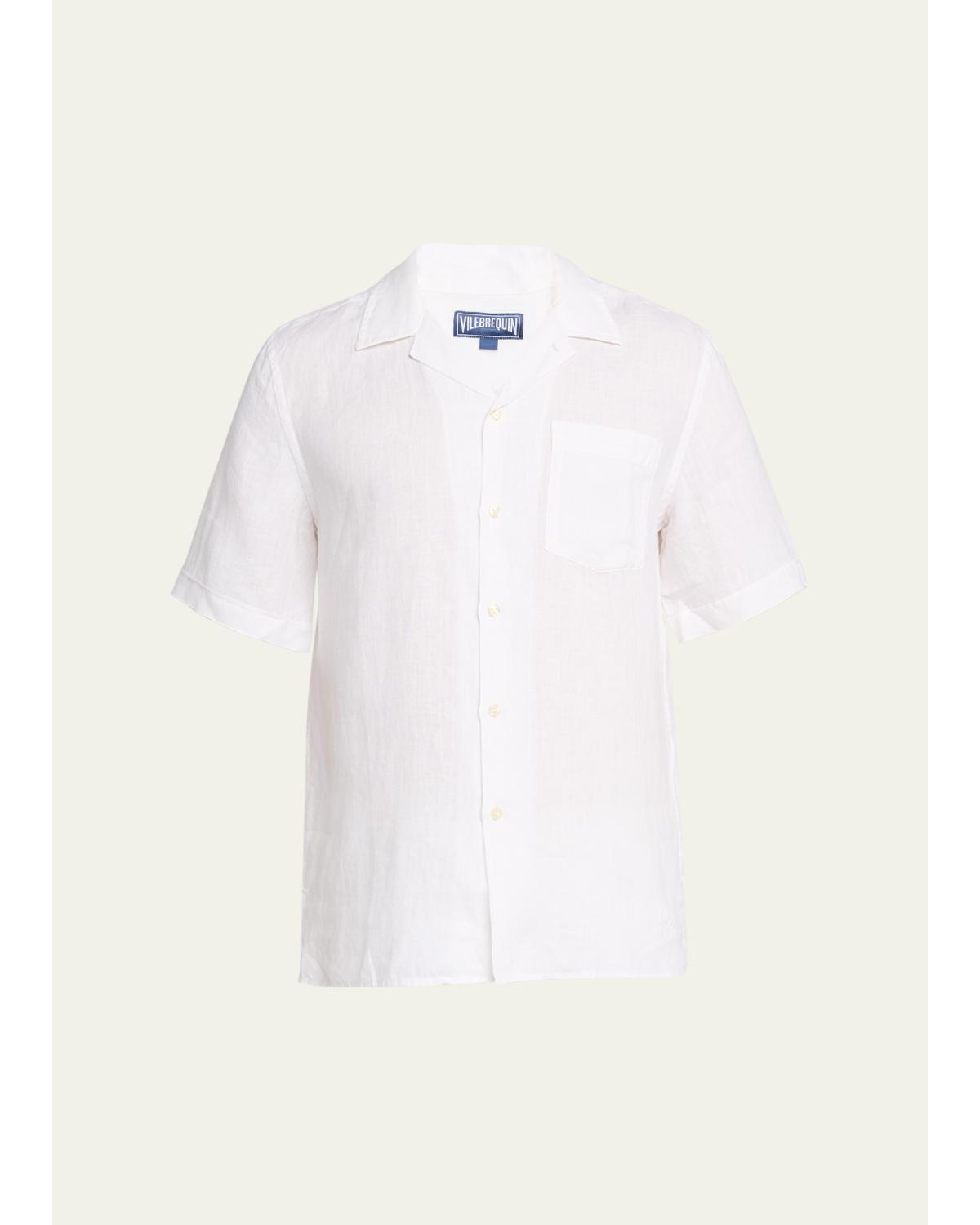 Men'S Garment-Dyed Linen Camp Shirt