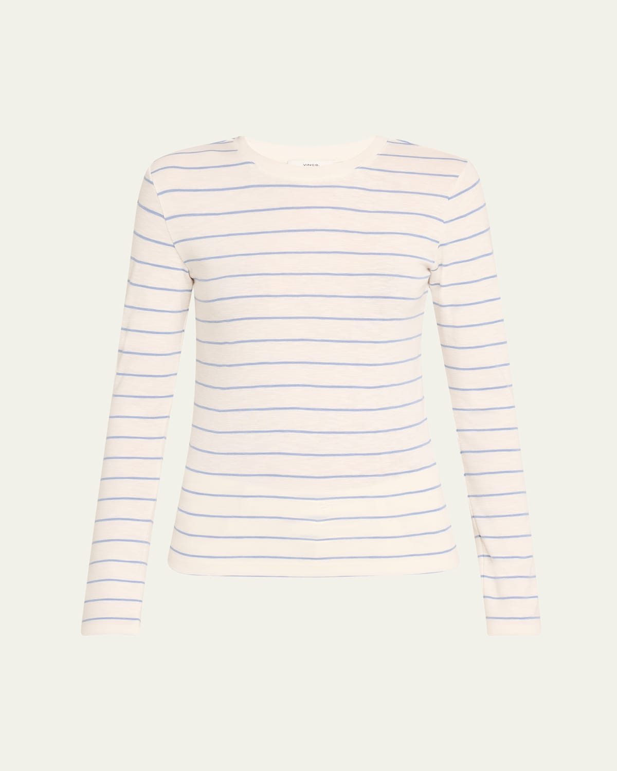 Shop Vince Striped Long-sleeve Crewneck T-shirt In Pacific Opal Combo