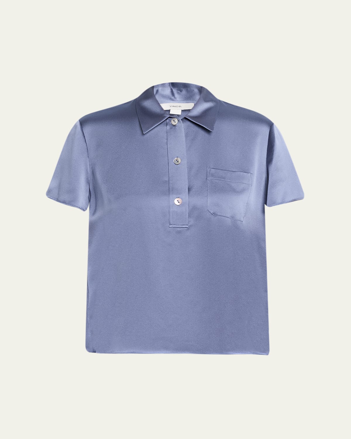 Vince Silk Charmeuse Short-Sleeve Polo Shirt