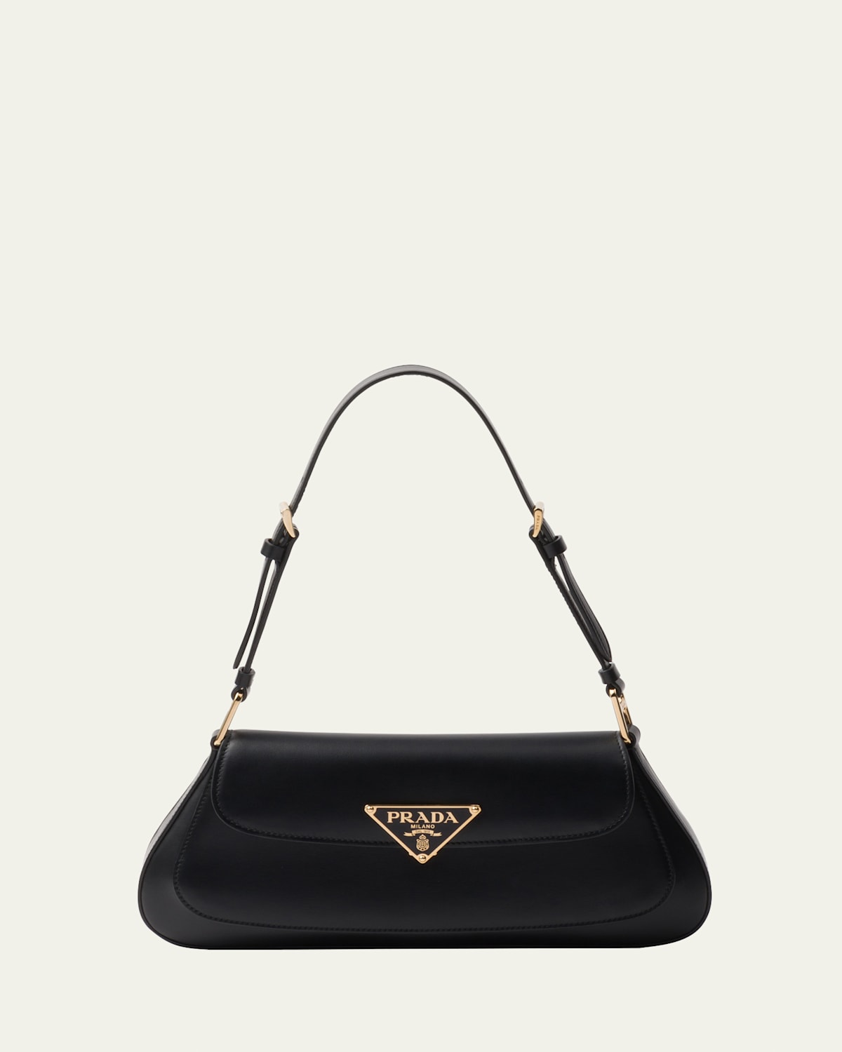 PRADA CITY FLAP LEATHER SHOULDER BAG 