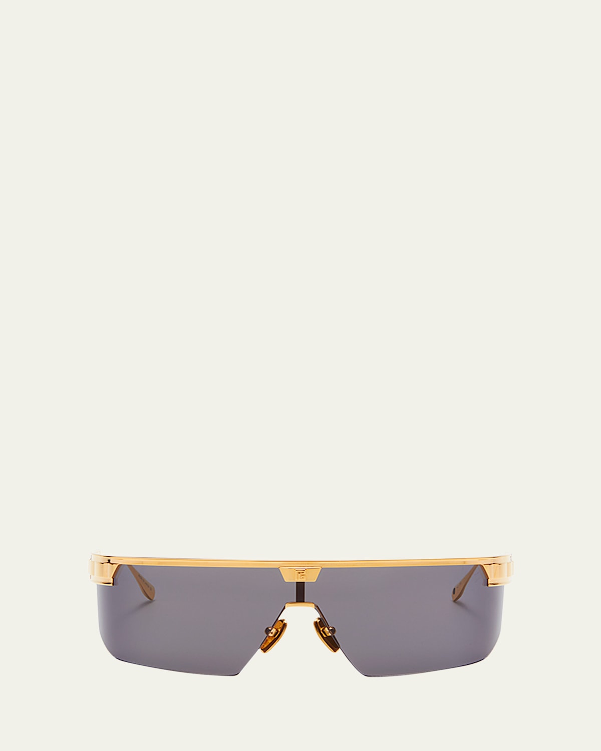 Balmain Major Half-Rimmed Titanium Shield Sunglasses