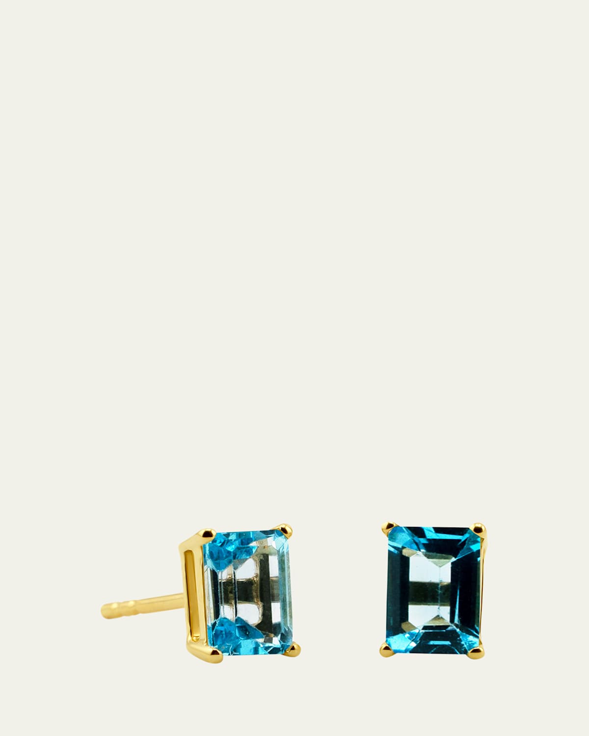 Blue Topaz Birthstone Emerald-Cut Stud Earrings