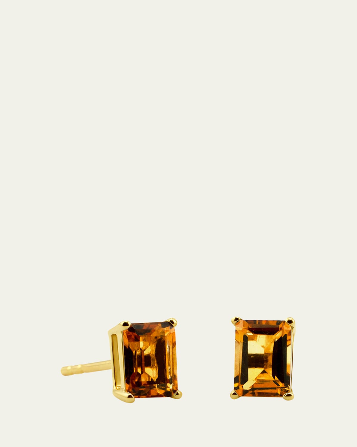 Citrine Birthstone Emerald-Cut Stud Earrings
