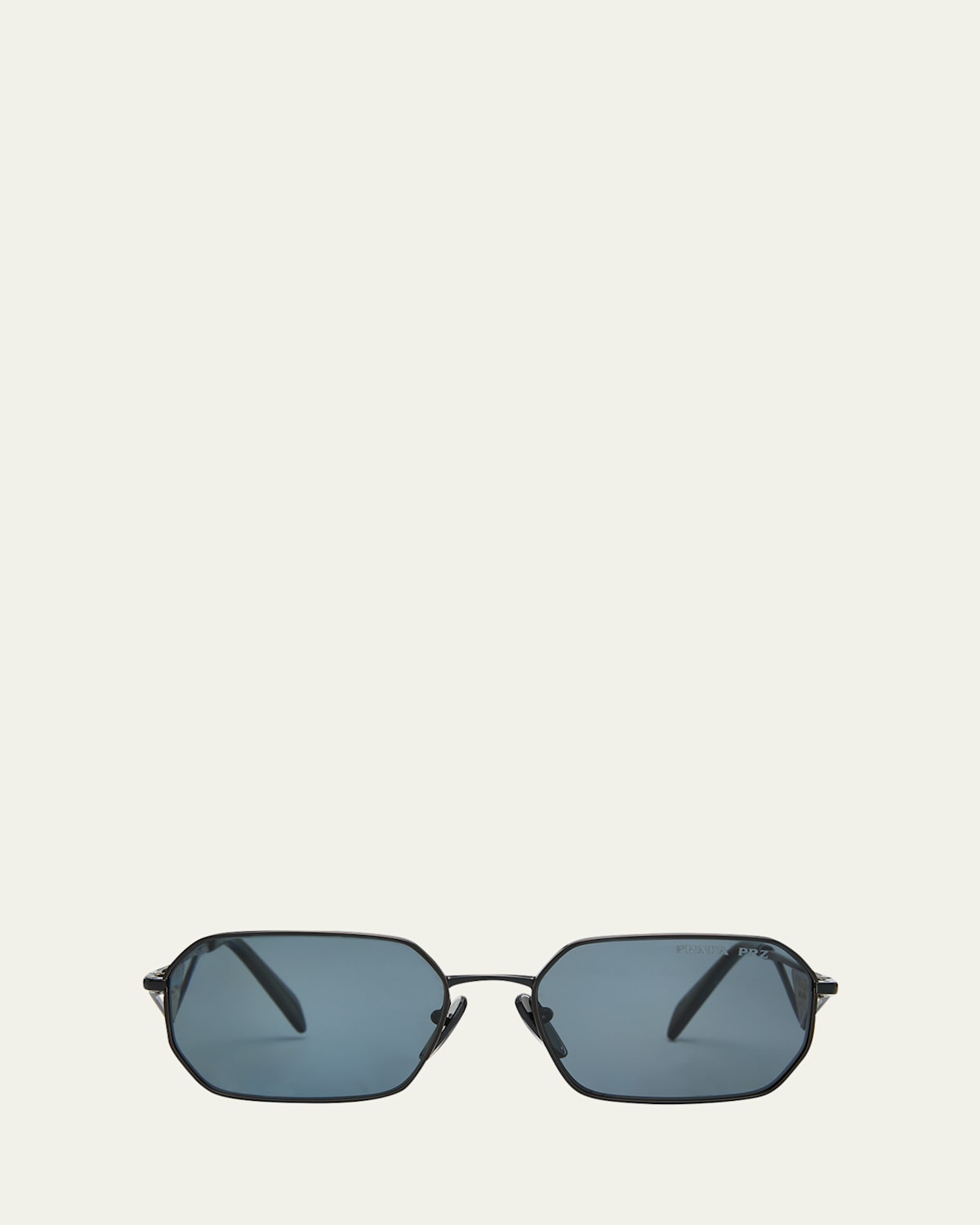 Prada Men's Polarized Steel Rectangle Sunglasses In Black Grey Polar/black
