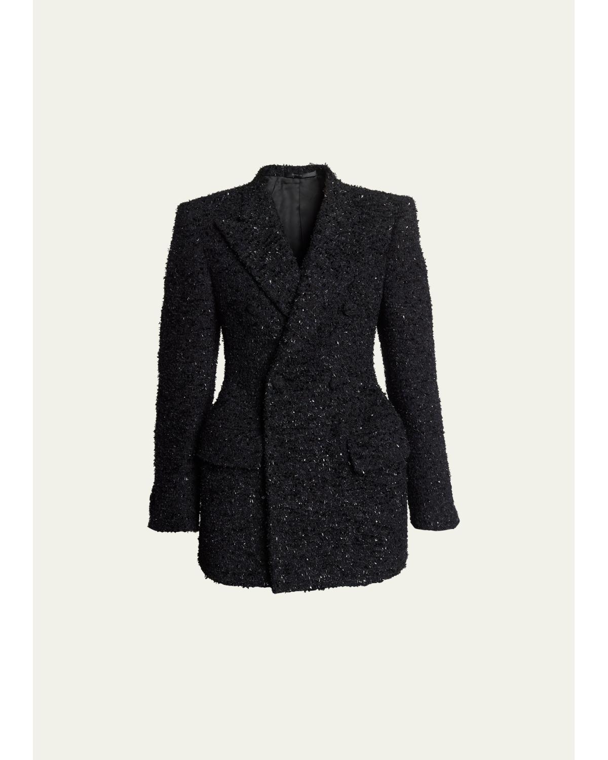Boucle Double-Breast Hourglass Coat