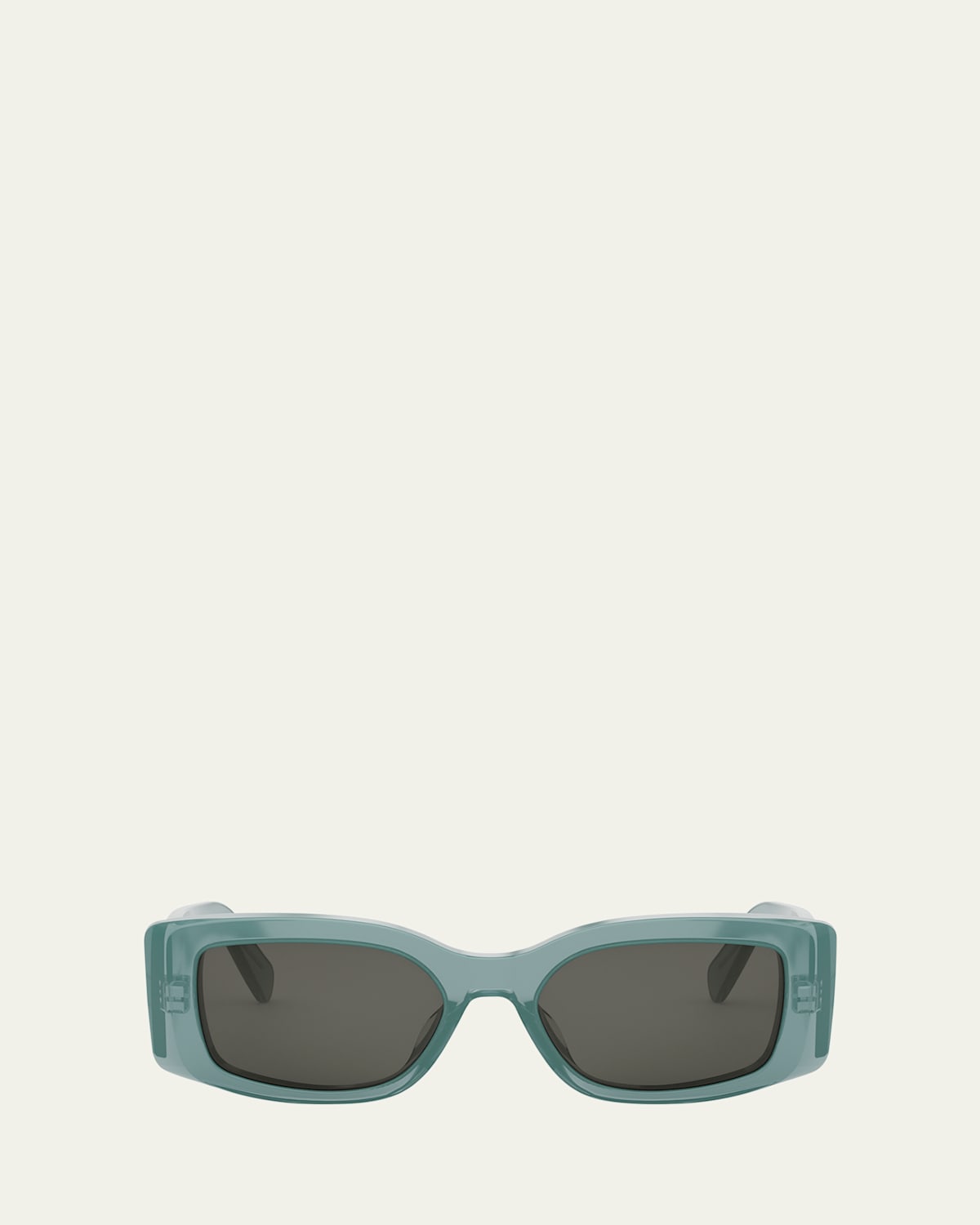 Celine Triomphe Acetate Rectangle Sunglasses In Shiny Light Green Smoke